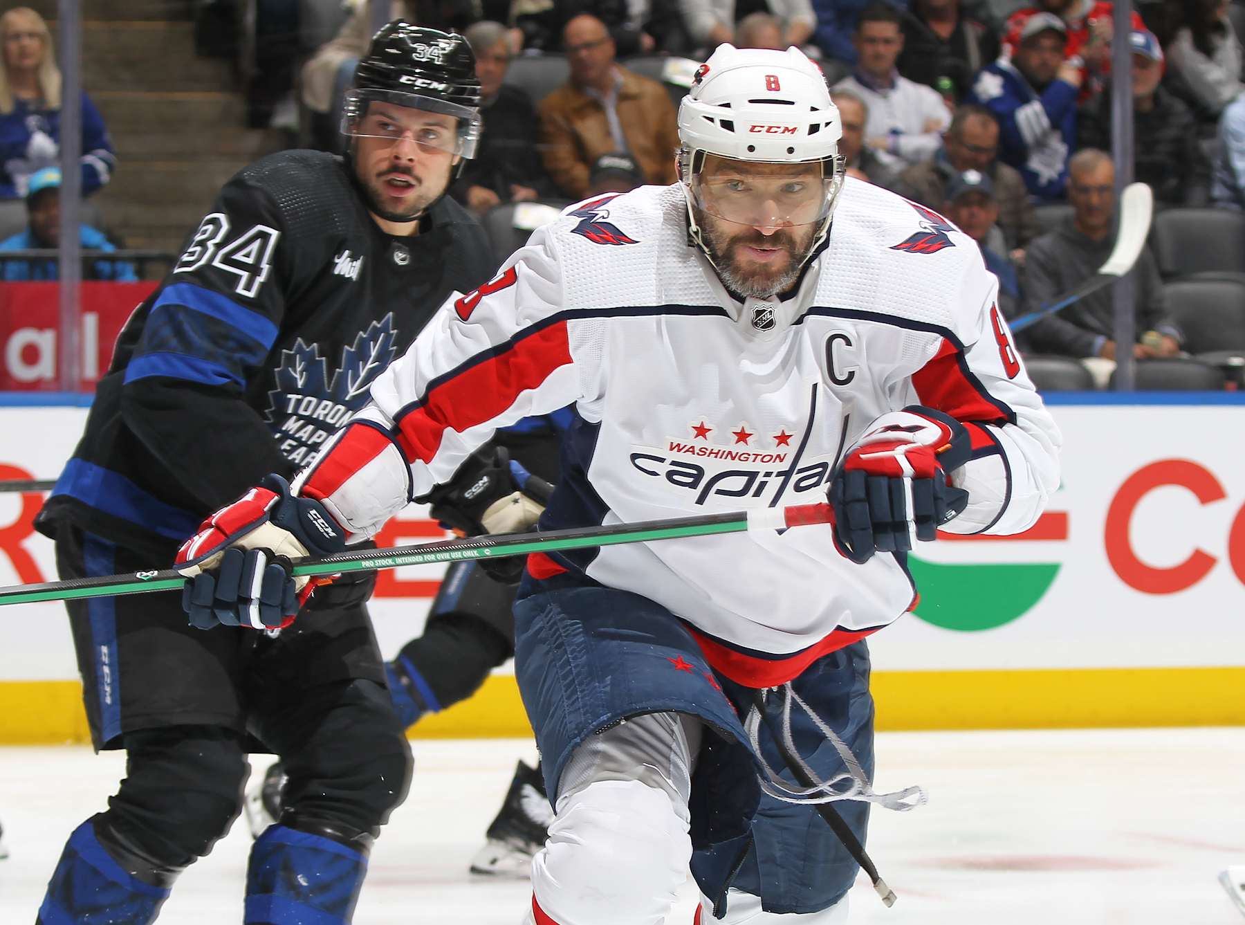 Washington Capitals winger Alex Ovechkin and Toronto Maple Leafs center Auston Matthews. 