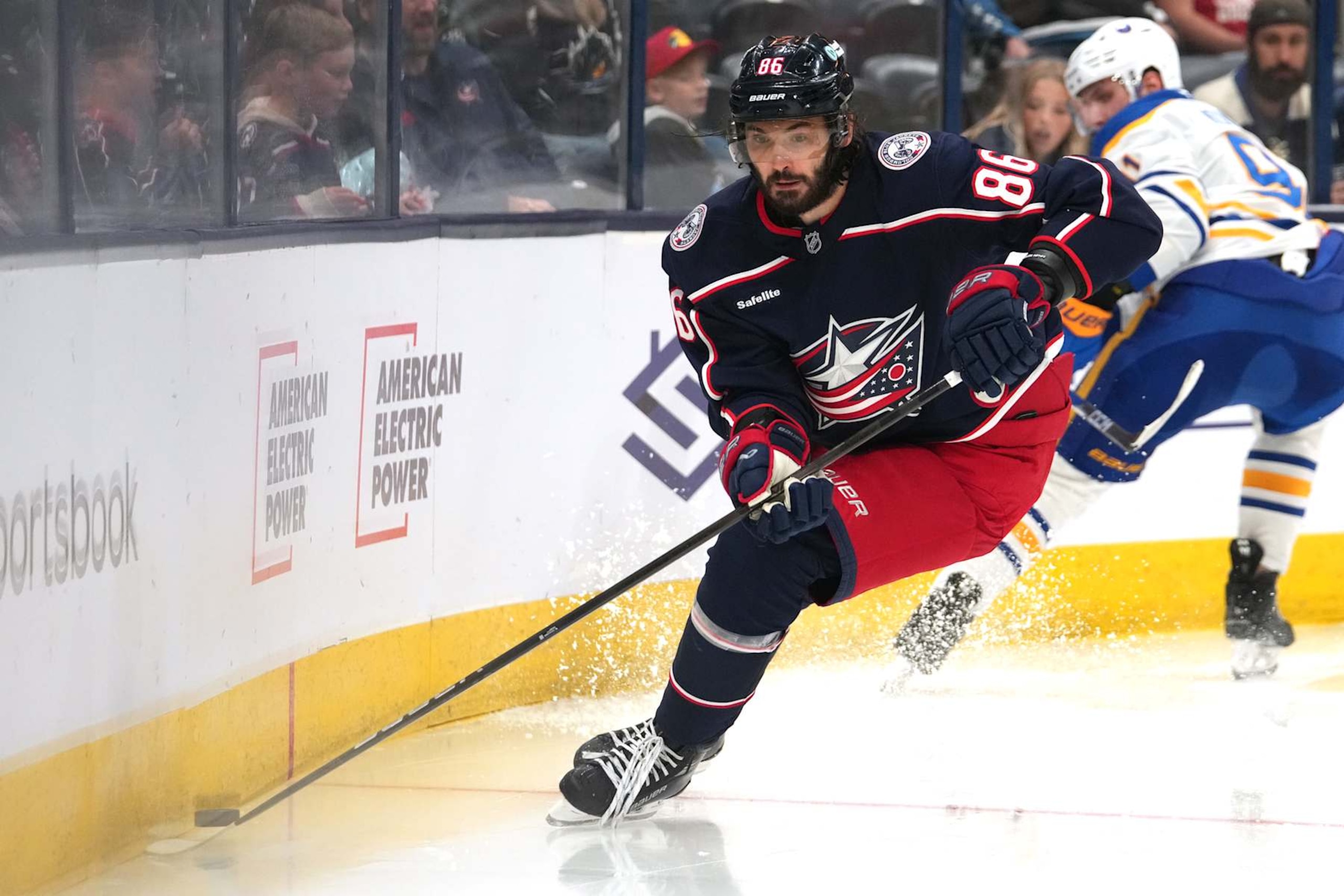 COLUMBUS, OHIO - SEPTEMBER 28: Kirill Marchenko #86 of the Columbus Blue Jackets skates with the puck during the preseason game against the Buffalo Sabres at Nationwide Arena on September 28, 2024 in Columbus, Ohio. (Photo by Jason Mowry/Getty Images) COLUMBUS, OHIO - SEPTEMBER 28: Kirill Marchenko #86 of the Columbus Blue Jackets skates with the puck during the preseason game against the Buffalo Sabres at Nationwide Arena on September 28, 2024 in Columbus, Ohio. (Photo by Jason Mowry/Getty Images)