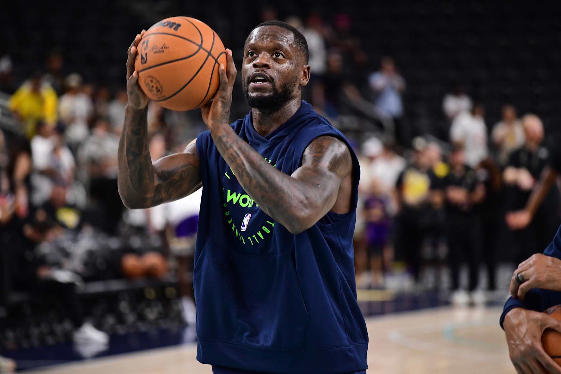PALM SPRINGS, CA - OCTOBER 4: Julius Randle #30 of the Minnesota Timberwolves warms up before the game against the Las Vegas Aces during an NBA preseason game on October 4, 2024 at Acrisure Arena in Palm Springs, California. NOTE TO USER: User expressly acknowledges and agrees that, by downloading and/or using this Photograph, user is consenting to the terms and conditions of the Getty Images License Agreement. Mandatory Copyright Notice: Copyright 2024 NBAE (Photo by Adam Pantozzi/NBAE via Getty Images)