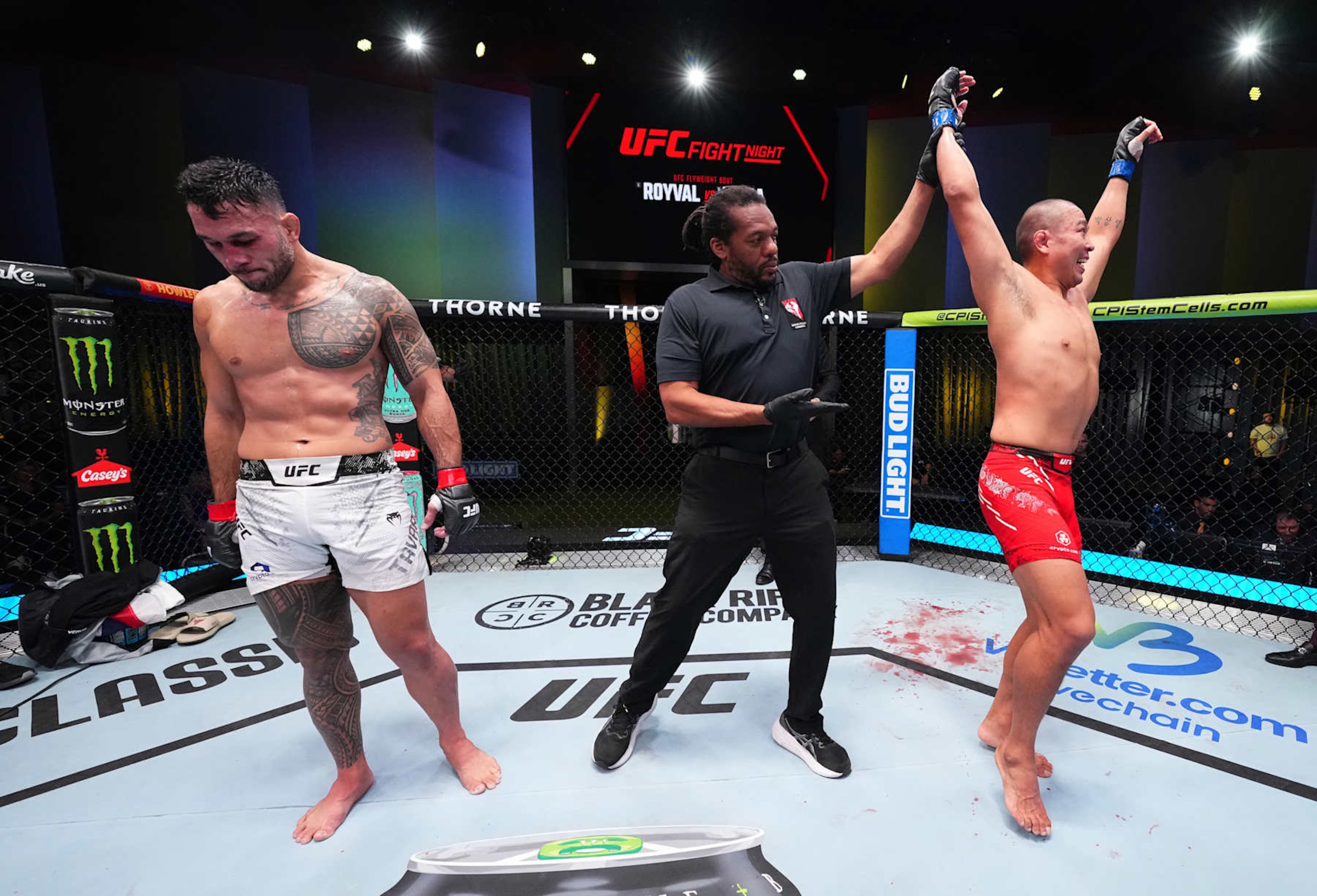 Park Jun-yong of South Korea reacts after a decision victory against Brad Tavares