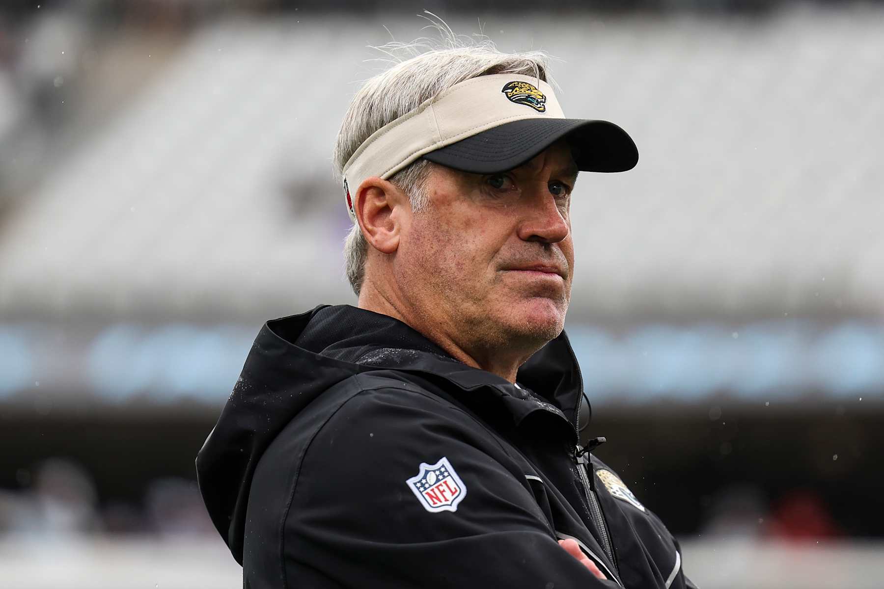 JACKSONVILLE, FLORIDA - OCTOBER 06: Doug Pederson of the Jacksonville Jaguars looks on from the field prior to an NFL football game against the Indianapolis Colts at EverBank Stadium on October 6, 2024 in Jacksonville, Florida. (Photo by Perry Knotts/Getty Images)