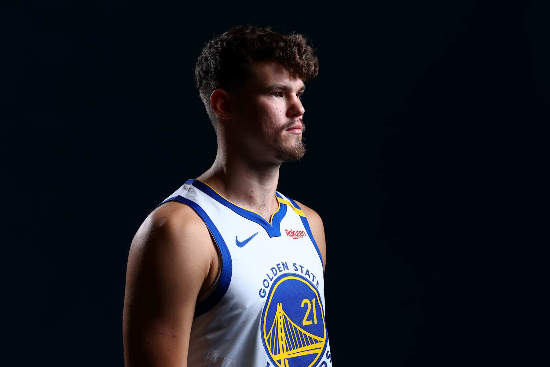SAN FRANCISCO, CA - SEPTEMBER 30: Quinten Post #21 of the Golden State Warriors poses for a portrait during NBA Media Day at Chase Center on September 30, 2024 in San Francisco, California. NOTE TO USER: User expressly acknowledges and agrees that, by downloading and/or using this Photograph, user is consenting to the terms and conditions of the Getty Images License Agreement. Mandatory Copyright Notice: Copyright 2023 NBAE (Photo by Mike Rasay/NBAE via Getty Images)