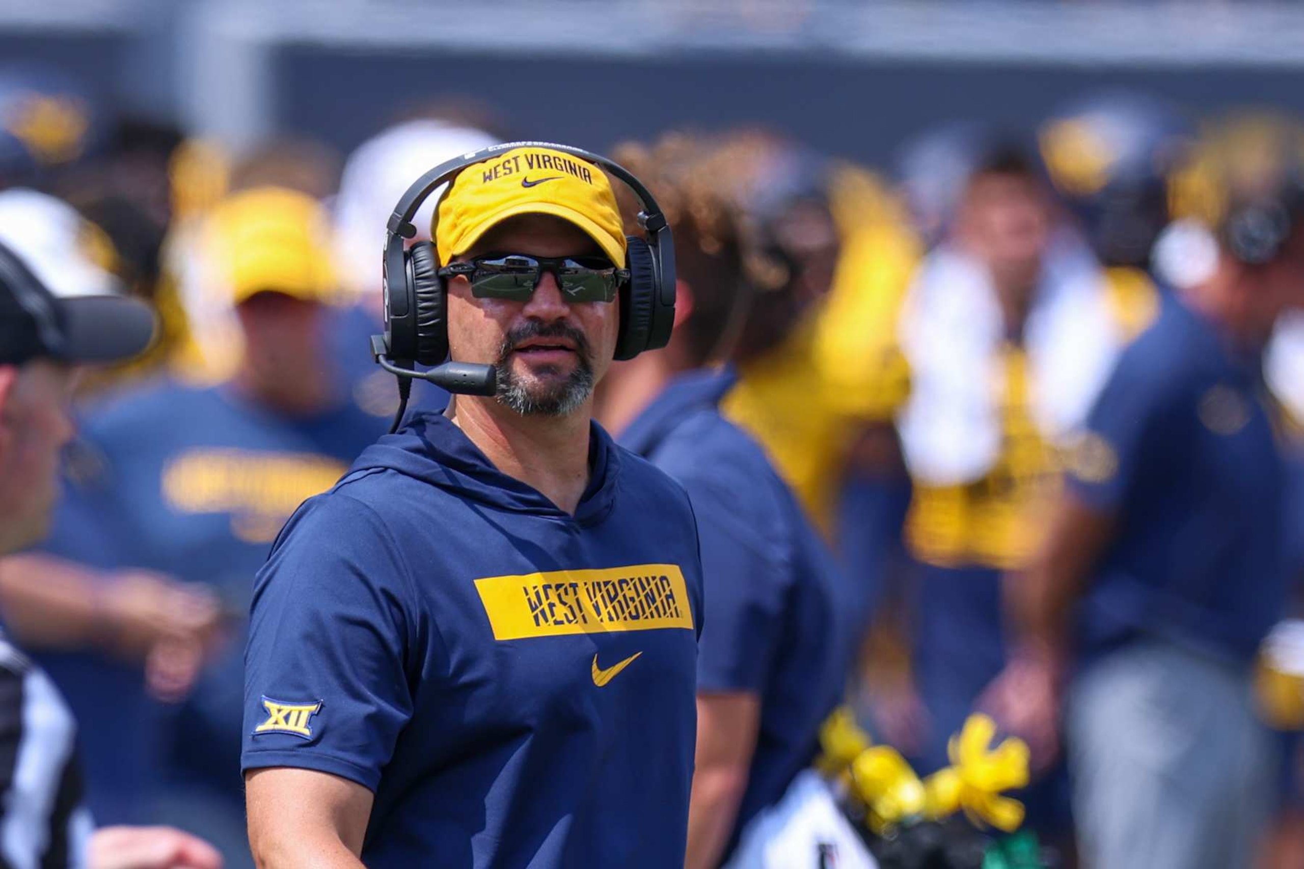 MORGANTOWN, WV - AUGUST 31: Neal Brown West Virginia Head Coach during a game between Penn State and West Virginia at Milan Puskar Stadium on August 31, 2024 in Morgantown, West Virginia. (Photo by Roger Wimmer/ISI Photos/Getty Images)