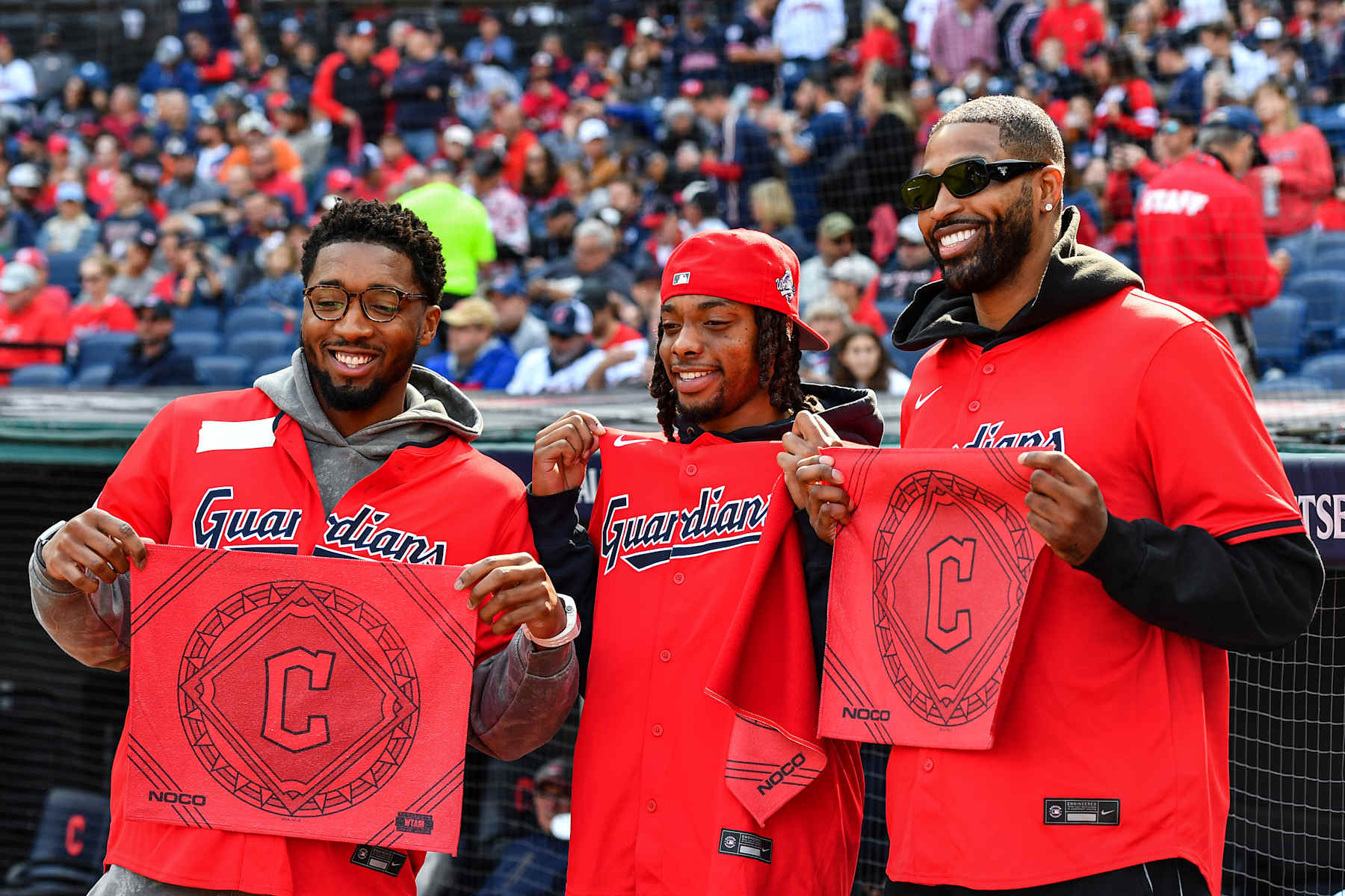 Donovan Mitchell, Darius Garland and Tristan Thompson