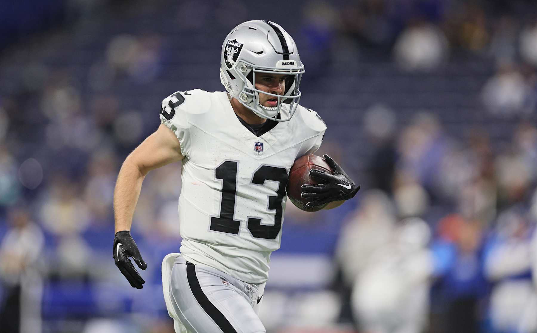INDIANAPOLIS, INDIANA - DECEMBER 31: Hunter Renfrow #13 of the  Las Vegas Raiders before the game against the Indianapolis Colts at Lucas Oil Stadium on December 31, 2023 in Indianapolis, Indiana. (Photo by Andy Lyons/Getty Images)