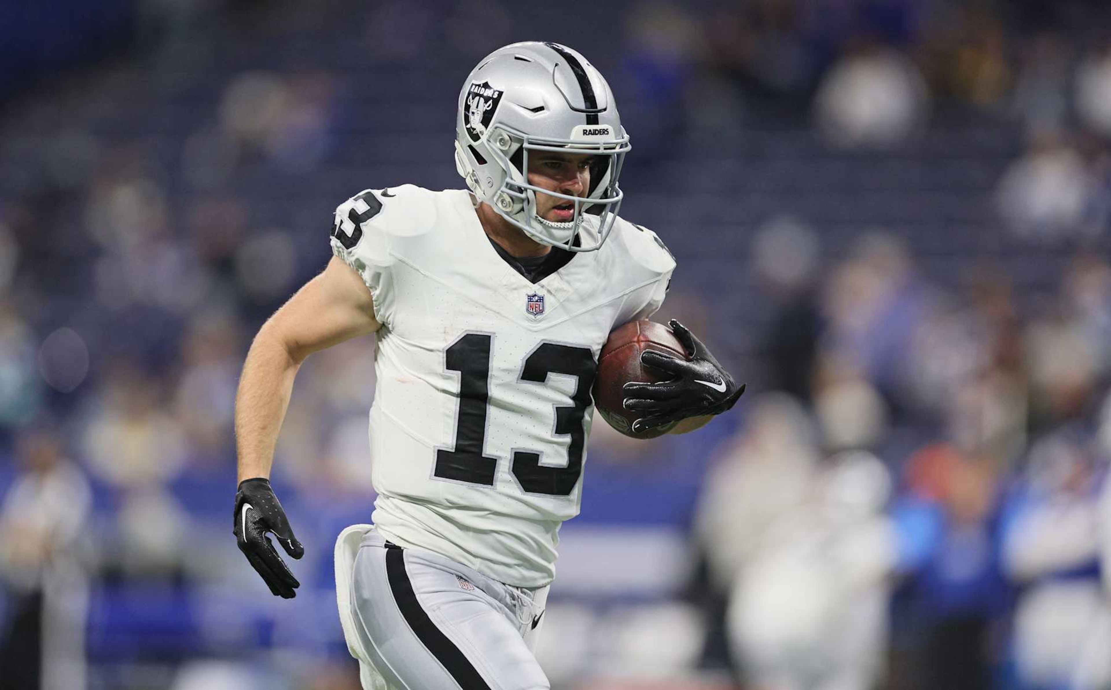 INDIANAPOLIS, INDIANA - DECEMBER 31: Hunter Renfrow #13 of the Las Vegas Raiders before the game against the Indianapolis Colts at Lucas Oil Stadium on December 31, 2023 in Indianapolis, Indiana. (Photo by Andy Lyons/Getty Images) INDIANAPOLIS, INDIANA - DECEMBER 31: Hunter Renfrow #13 of the Las Vegas Raiders before the game against the Indianapolis Colts at Lucas Oil Stadium on December 31, 2023 in Indianapolis, Indiana. (Photo by Andy Lyons/Getty Images)