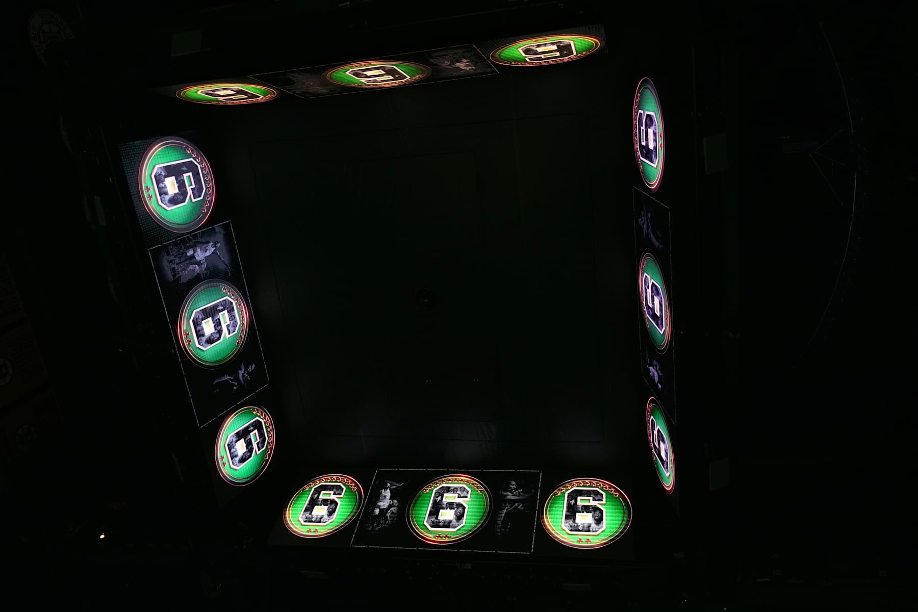 BOSTON, MA - OCTOBER 18: A detail of the Megatron honoring Bill Russell before the game between the Philadelphia 76ers and the Boston Celtics on October 18, 2022 at the TD Garden in Boston, Massachusetts.  NOTE TO USER: User expressly acknowledges and agrees that, by downloading and or using this photograph, User is consenting to the terms and conditions of the Getty Images License Agreement. Mandatory Copyright Notice: Copyright 2022 NBAE  (Photo by Jesse D. Garrabrant/NBAE via Getty Images)