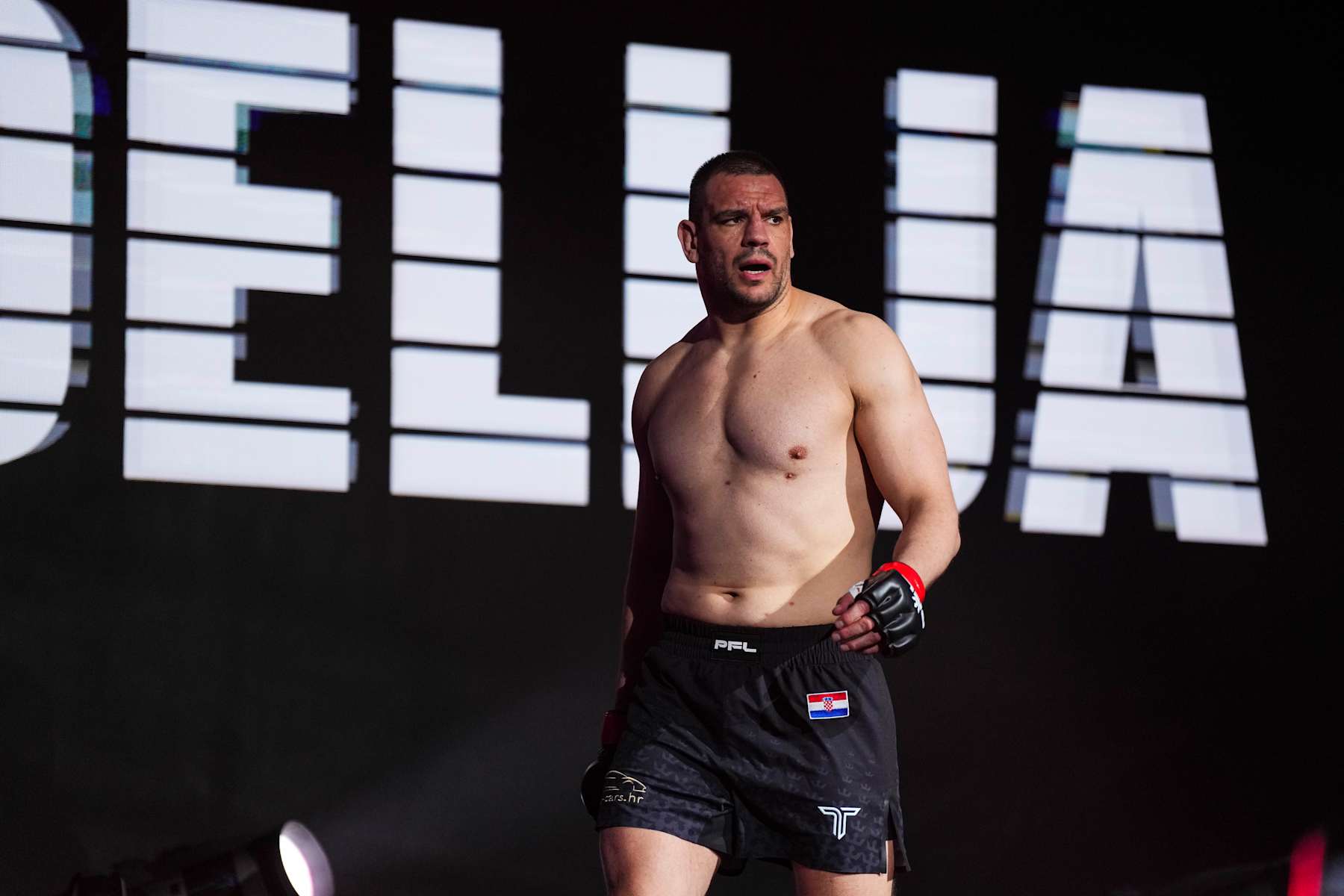SAN ANTONIO, TX - APRIL 04: Ante Delija looks on before fighting against Valentin Moldavsky during PFL 2024 week 1 at the Boeing Center at Tech Port on April 4, 2024 in San Antonio. (Photo by Cooper Neill/Getty Images)