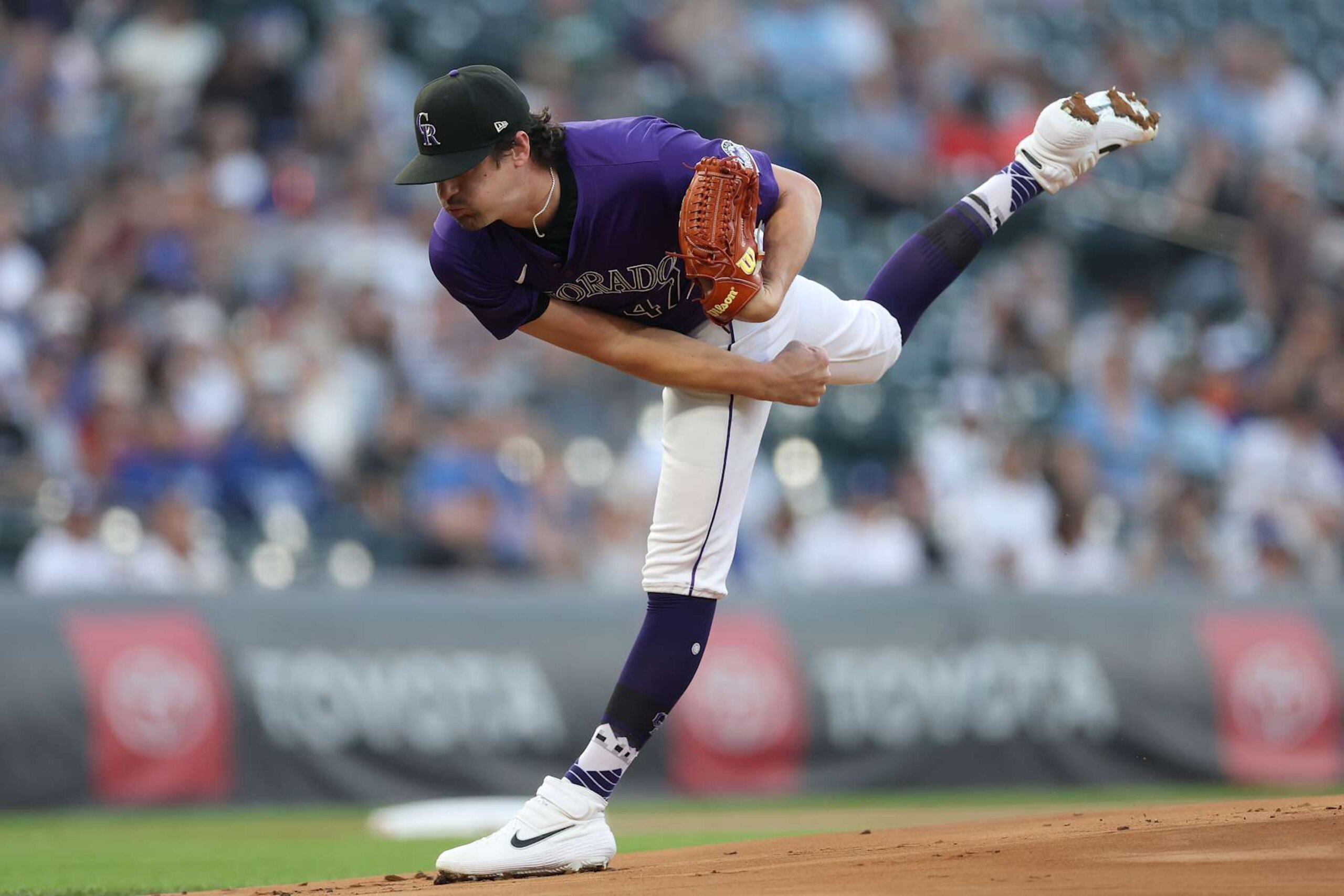 DENVER, COLORADO - SEPTEMBER 27: Starting pitcher Cal Quantrill #47 of the Colorado Rockies throws against the Los Angels Dodgers in the first inning at Coors Field on September 27, 2024 in Denver, Colorado. (Photo by Matthew Stockman/Getty Images) DENVER, COLORADO - SEPTEMBER 27: Starting pitcher Cal Quantrill #47 of the Colorado Rockies throws against the Los Angels Dodgers in the first inning at Coors Field on September 27, 2024 in Denver, Colorado. (Photo by Matthew Stockman/Getty Images)