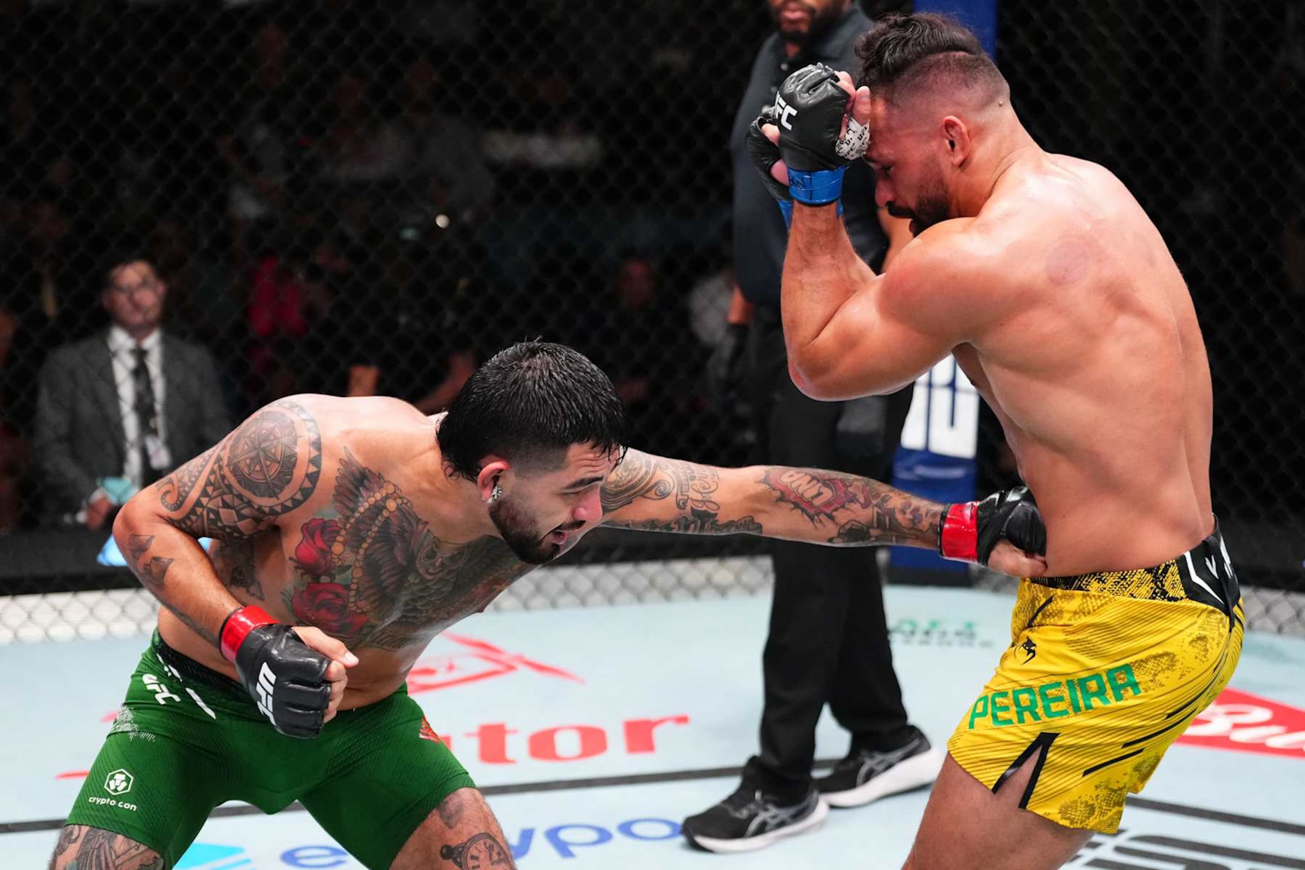 Anthony Hernandez punches Michel Pereira to the body Anthony Hernandez punches Michel Pereira to the body