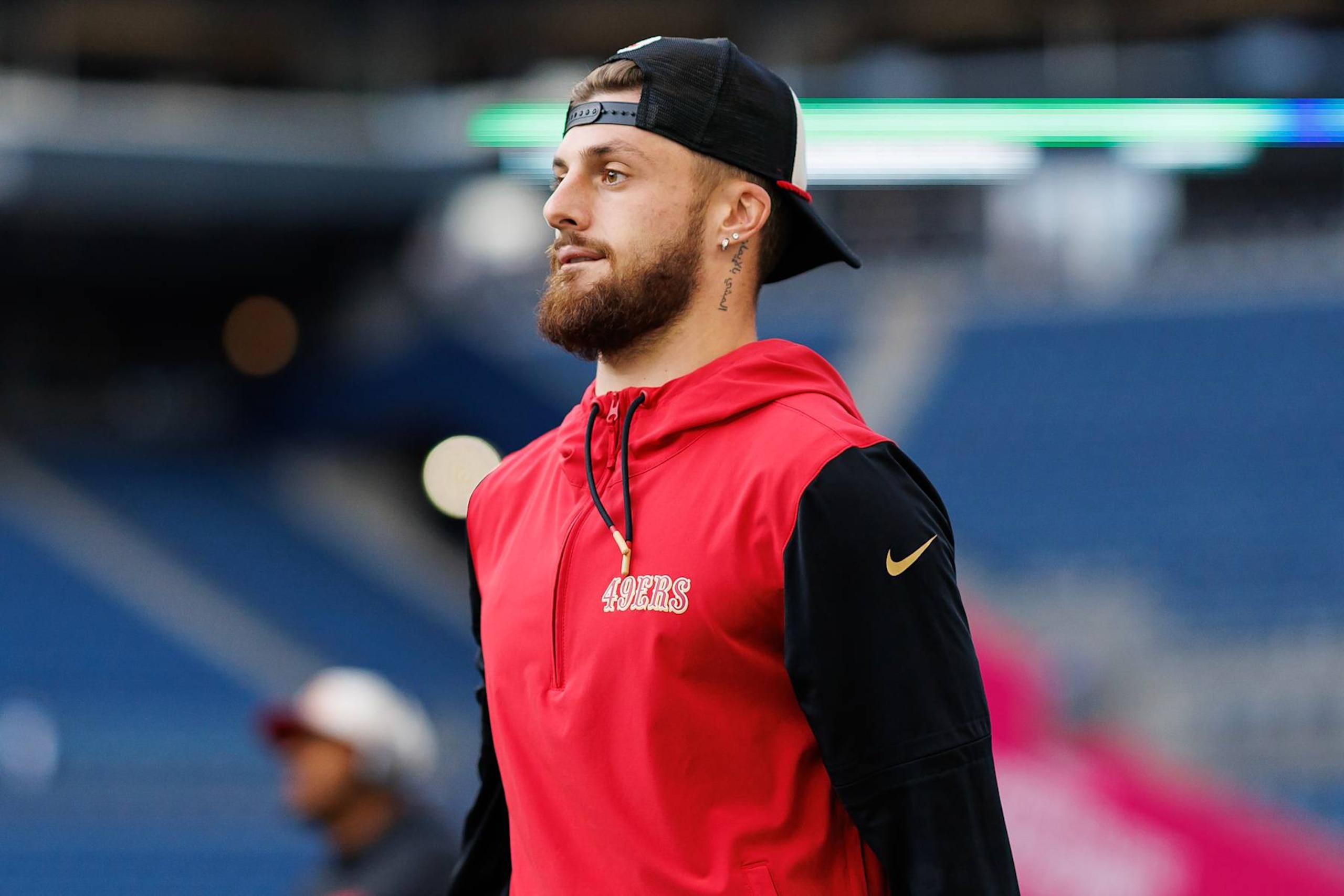 SEATTLE, WASHINGTON - OCTOBER 10: Wide receiver Ricky Pearsall #14 of the San Francisco 49ers stands on the field prior to an NFL football game against the Seattle Seahawks, at Lumen Field on October 10, 2024 in Seattle, Washington. (Photo by Brooke Sutton/Getty Images) SEATTLE, WASHINGTON - OCTOBER 10: Wide receiver Ricky Pearsall #14 of the San Francisco 49ers stands on the field prior to an NFL football game against the Seattle Seahawks, at Lumen Field on October 10, 2024 in Seattle, Washington. (Photo by Brooke Sutton/Getty Images)