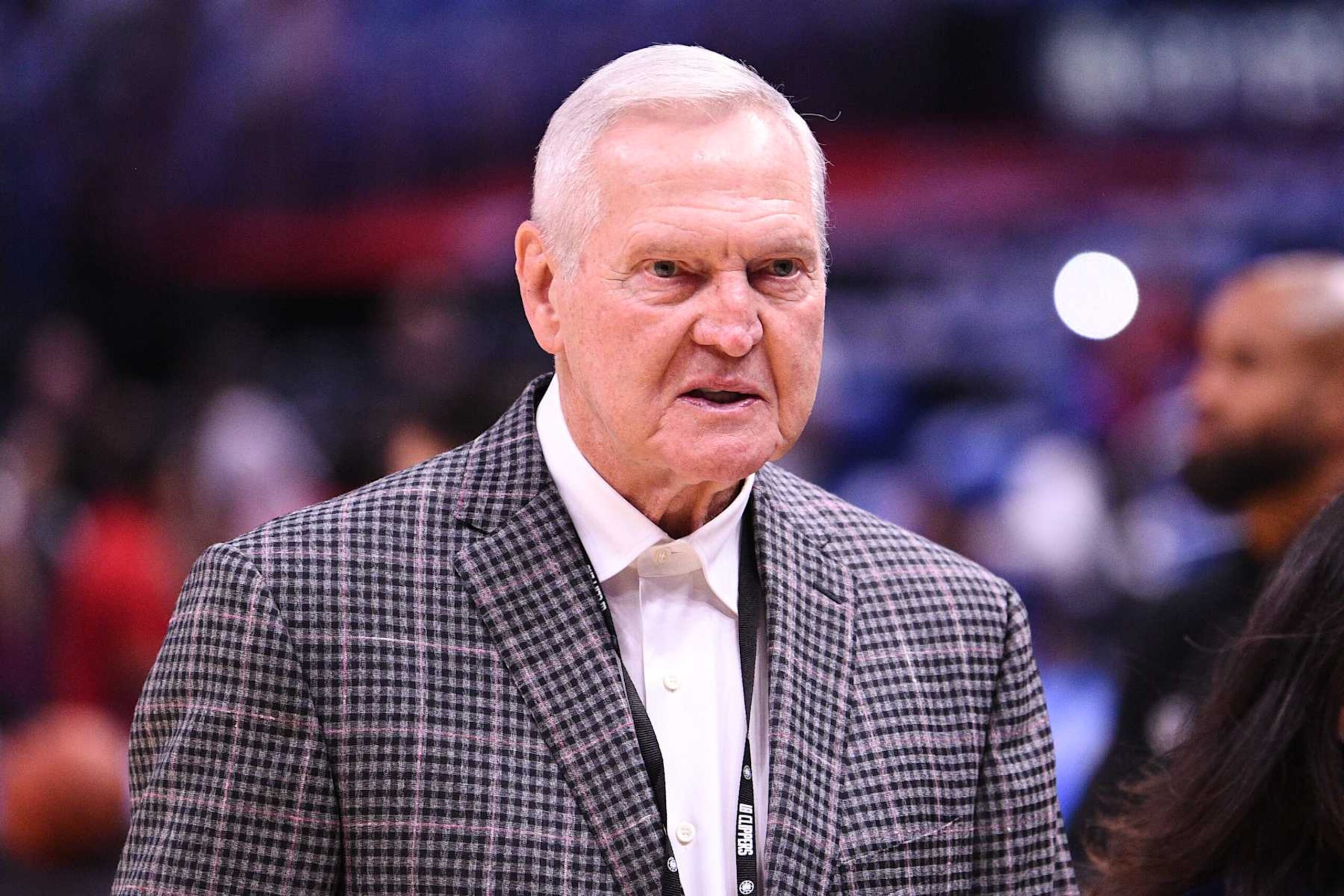 LOS ANGELES, CA - OCTOBER 23: Jerry West looks on before a NBA game between the Phoenix Suns and the Los Angeles Clippers on October 23, 2022 at Crypto.com Arena in Los Angeles, CA. (Photo by Brian Rothmuller/Icon Sportswire via Getty Images)