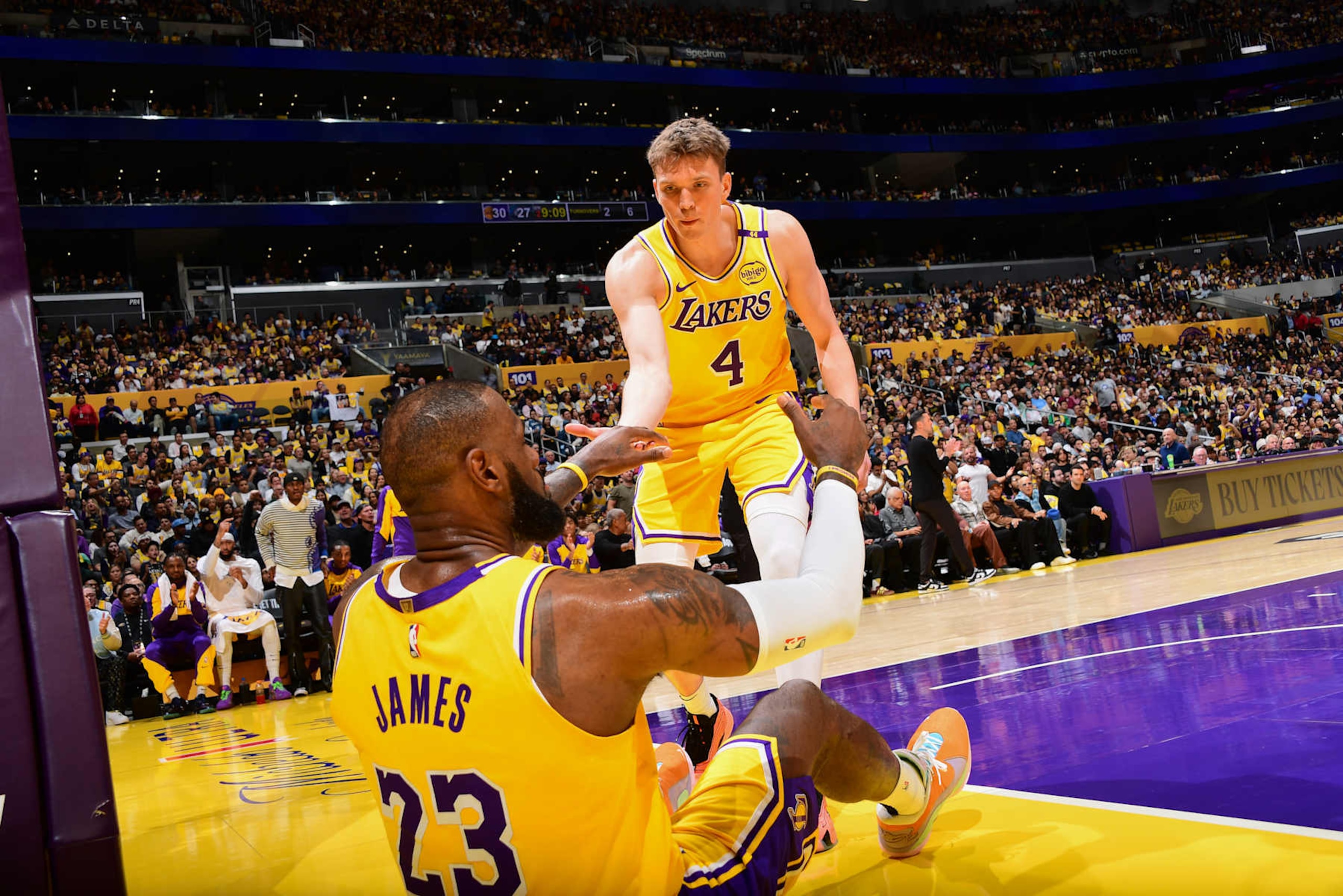LeBron James and Dalton Knecht