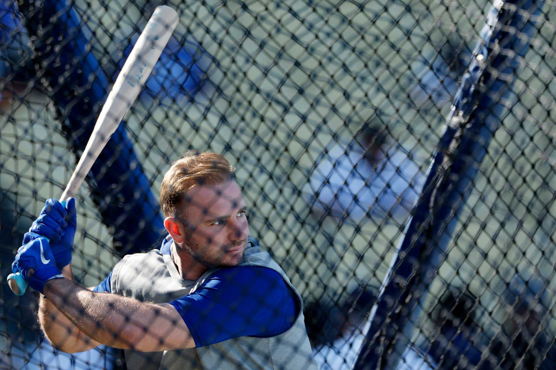 LOS ANGELES, CALIFORNIA - OCTOBER 20:  Pete Alonso #20 of the New York Mets takes batting practice prior to Game Six of the National League Championship Series against the Los Angeles Dodgers at Dodger Stadium on October 20, 2024 in Los Angeles, California. (Photo by Kevork Djansezian/Getty Images)