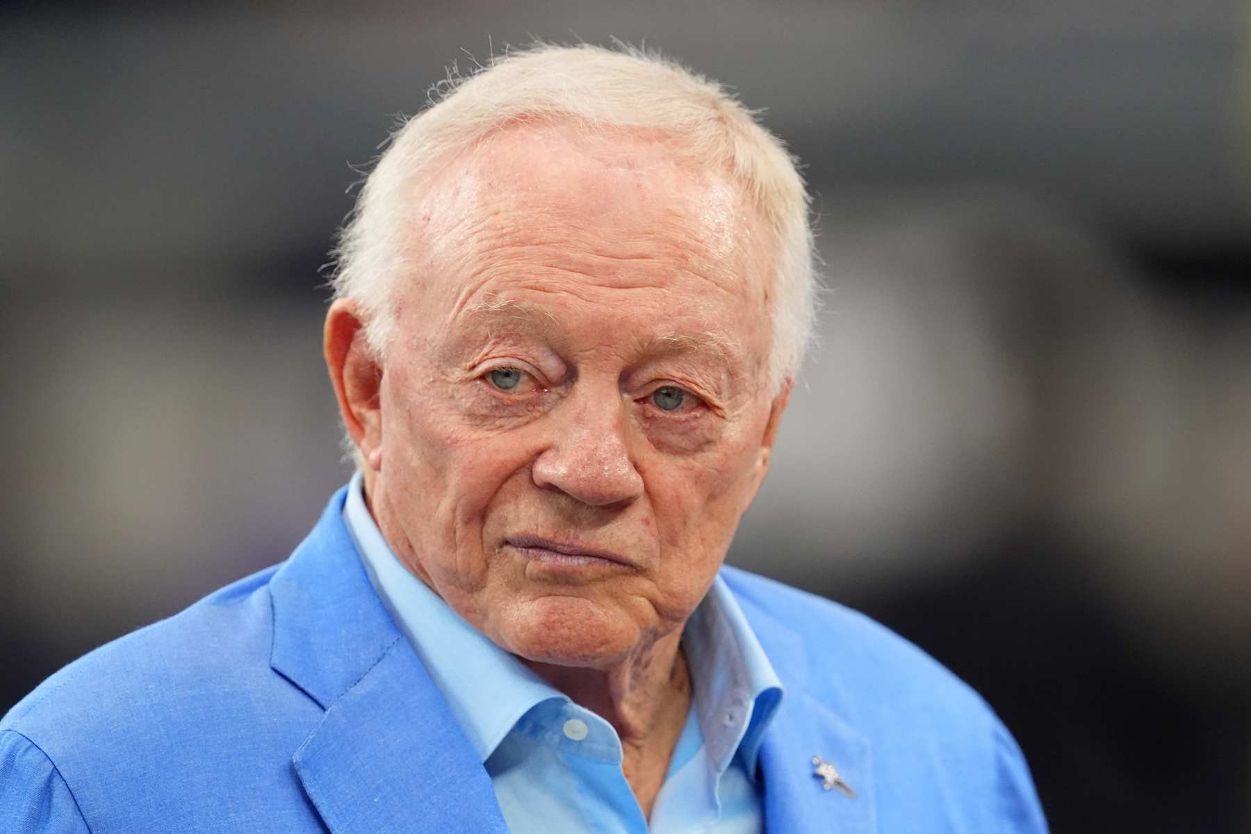 ARLINGTON, TEXAS - SEPTEMBER 22: Dallas Cowboys owner Jerry Jones looks on before a game against the Baltimore Ravens at AT&T Stadium on September 22, 2024 in Arlington, Texas. (Photo by Sam Hodde/Getty Images)