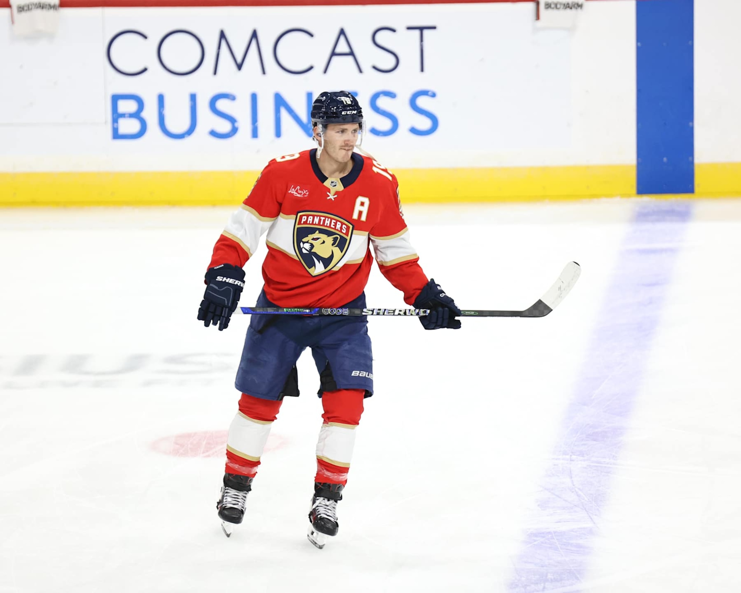 SUNRISE, FL - OCTOBER 22: Florida Panthers Matthew Tkachuk (19) warms up during the game between the Minnesota Wild and the Florida Panthers on Thursday, October 22, 2024 at Amerant Bank Arena in Sunrise, Fla. (Photo by Chris Arjoon/Icon Sportswire via Getty Images) SUNRISE, FL - OCTOBER 22: Florida Panthers Matthew Tkachuk (19) warms up during the game between the Minnesota Wild and the Florida Panthers on Thursday, October 22, 2024 at Amerant Bank Arena in Sunrise, Fla. (Photo by Chris Arjoon/Icon Sportswire via Getty Images)