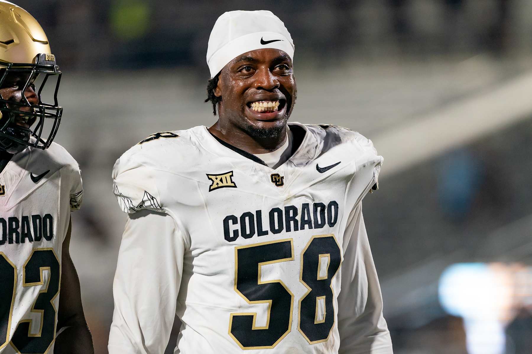 ORLANDO, FL - SEPTEMBER 28:  Colorado Buffaloes defensive tackle Nikhil Webb Walker (58) walks off the field after a college football game between the Colorado Buffaloes and the UCF Knights on September 28th, 2024 at FBC Mortgage Stadium in Orlando, FL. (Photo by Chris Leduc/Icon Sportswire via Getty Images)
