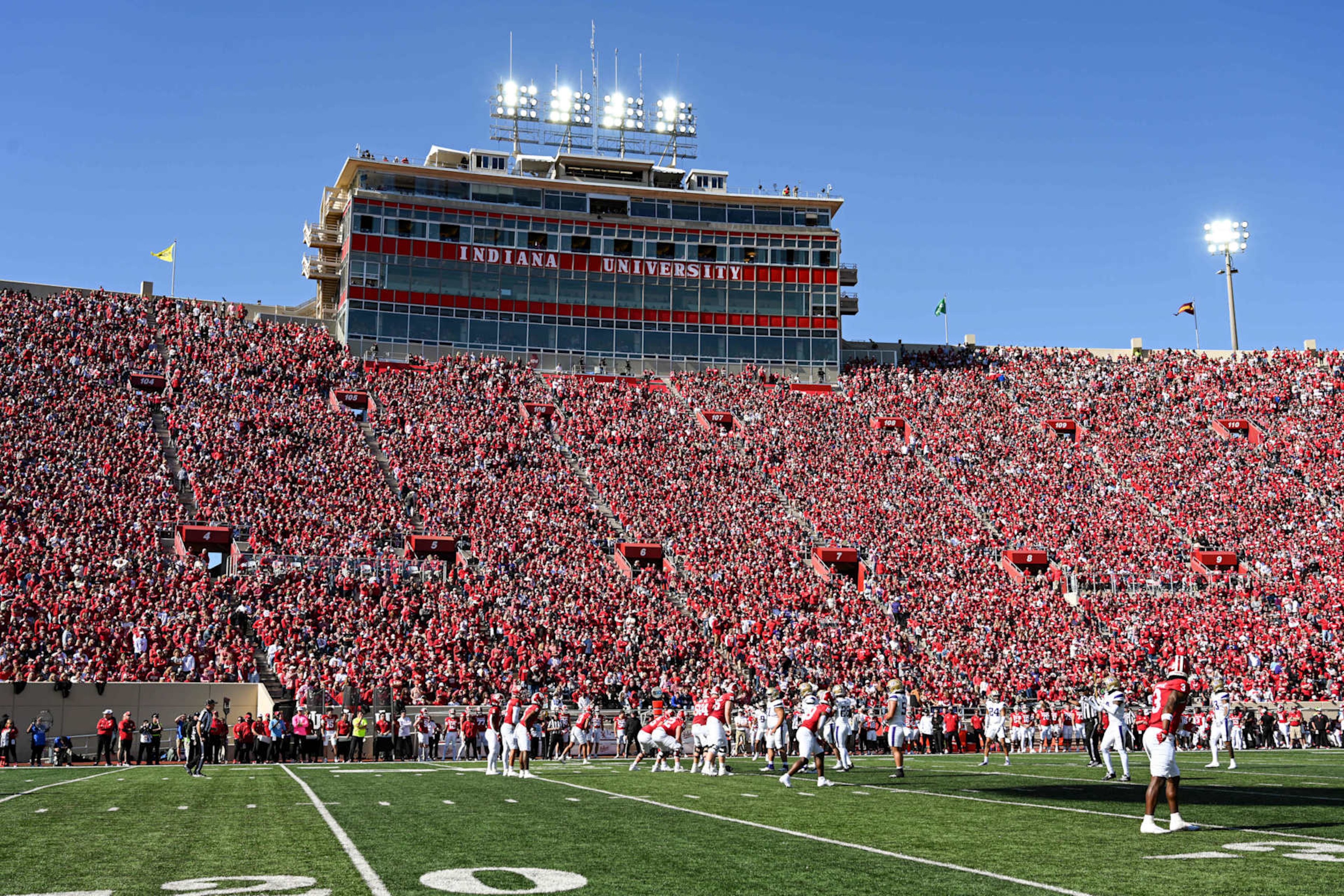 BLOOMINGTON, IN - OCTOBER 26: A general view of a sold out Memorial Stadium during a college football game between the Washington Huskies and Indiana Hoosiers on October 26, 2024 at Memorial Stadium in Bloomington, IN (Photo by James Black/Icon Sportswire via Getty Images)