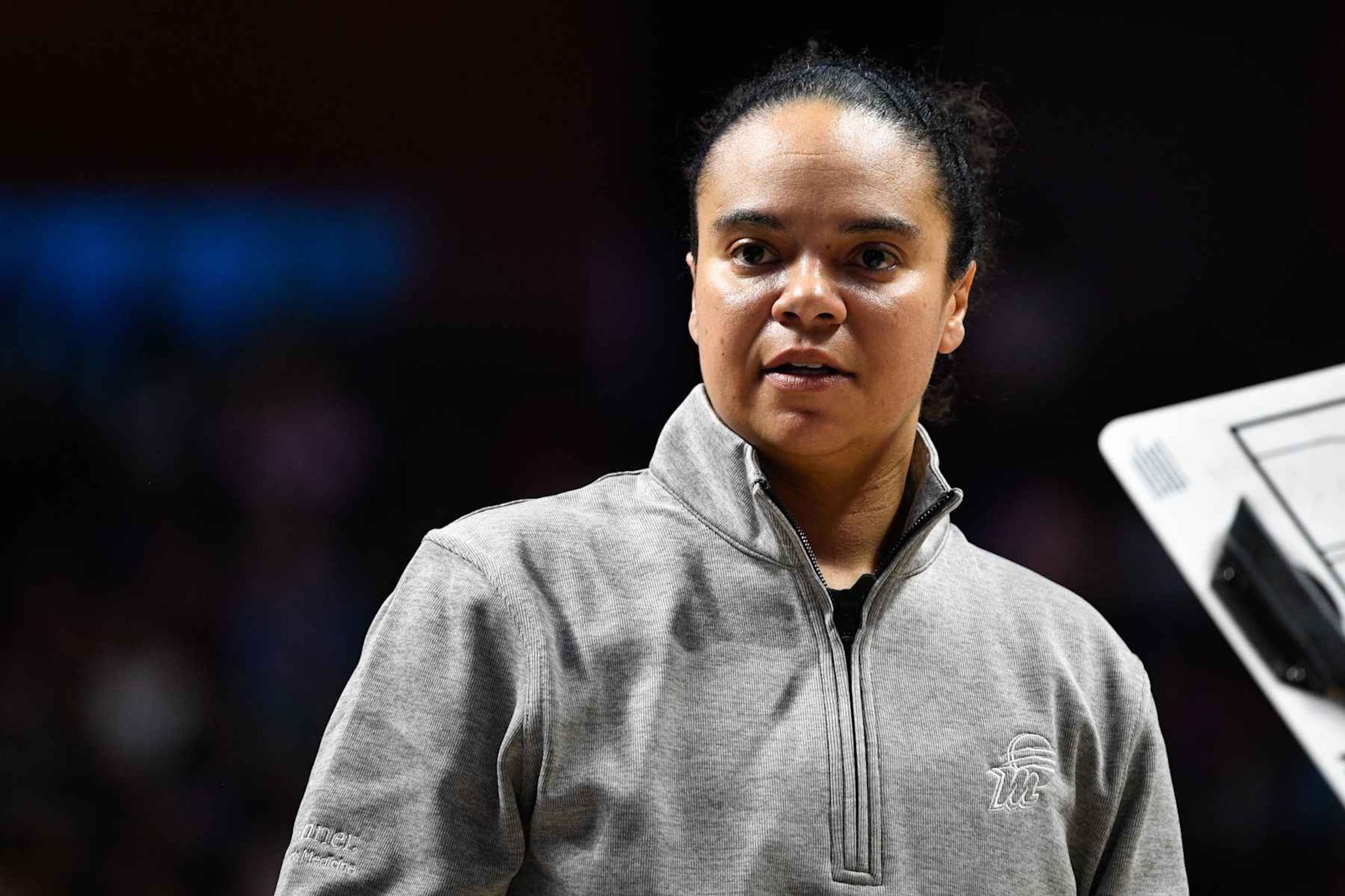 UNCASVILLE, CT - JULY 14: Phoenix Mercury associate head coach Kristi Toliver looks on during a WNBA game between the Phoenix Mercury and the Connecticut Sun on July 14, 2024, at Mohegan Sun Arena in Uncasville, CT. (Photo by Erica Denhoff/Icon Sportswire via Getty Images) UNCASVILLE, CT - JULY 14: Phoenix Mercury associate head coach Kristi Toliver looks on during a WNBA game between the Phoenix Mercury and the Connecticut Sun on July 14, 2024, at Mohegan Sun Arena in Uncasville, CT. (Photo by Erica Denhoff/Icon Sportswire via Getty Images)