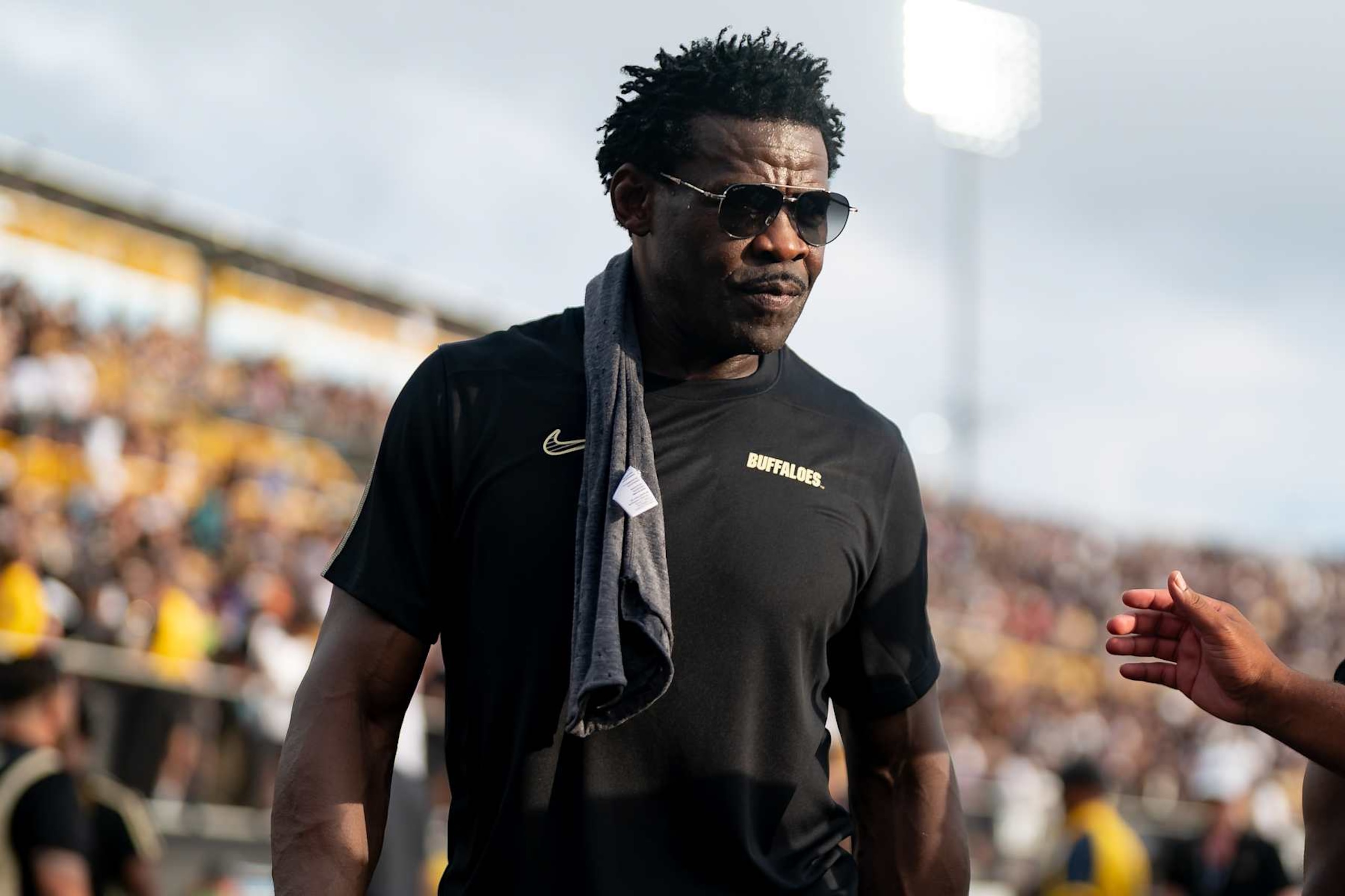 ORLANDO, FL - SEPTEMBER 28: NFL hall of fame Michael Irvin walks the sideline during a college football game between the Colorado Buffaloes and the UCF Knights on September 28th, 2024 at FBC Mortgage Stadium in Orlando, FL. (Photo by Chris Leduc/Icon Sportswire via Getty Images)