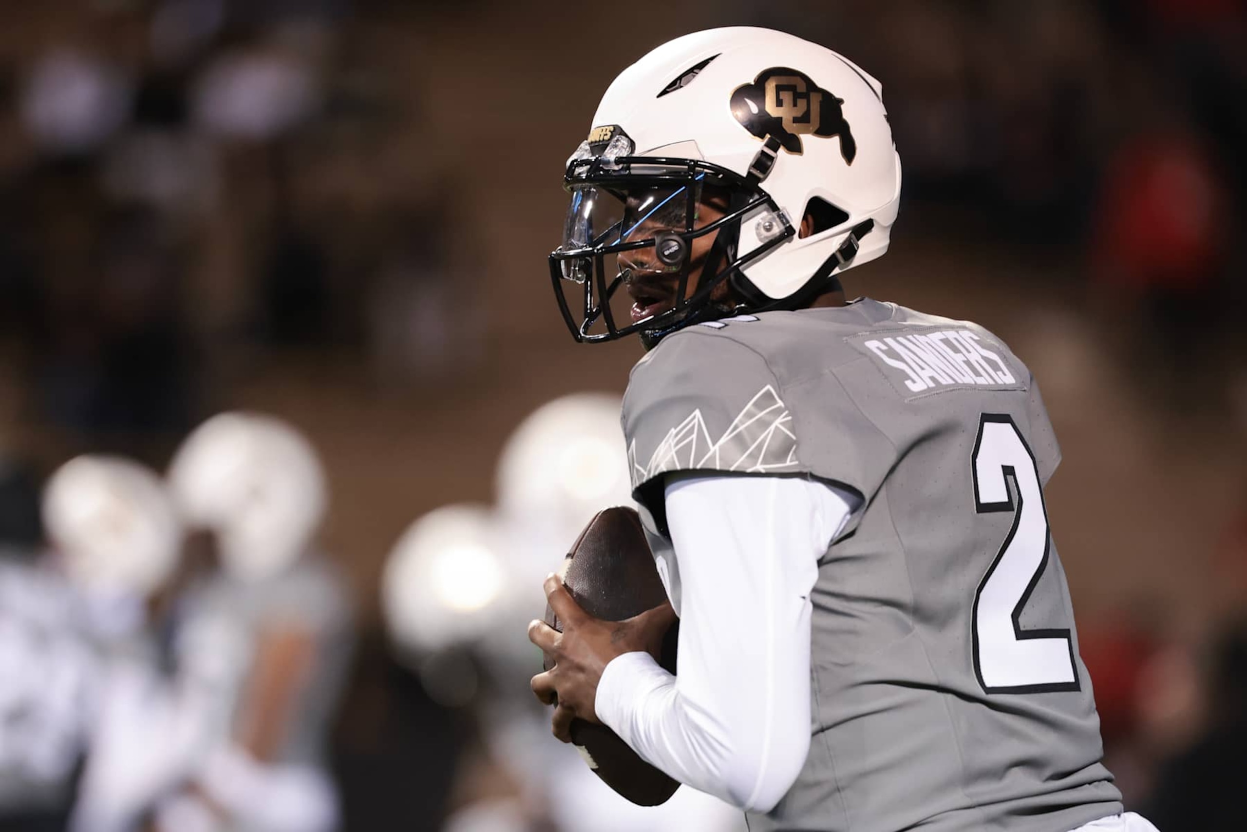 BOULDER, COLORADO - OCTOBER 26: Shedeur Sanders #2 of the Colorado Buffaloes warms up prior to the game against the Cincinnati Bearcats at Folsom Field on October 26, 2024 in Boulder, Colorado. (Photo by Andrew Wevers/Getty Images) BOULDER, COLORADO - OCTOBER 26: Shedeur Sanders #2 of the Colorado Buffaloes warms up prior to the game against the Cincinnati Bearcats at Folsom Field on October 26, 2024 in Boulder, Colorado. (Photo by Andrew Wevers/Getty Images)