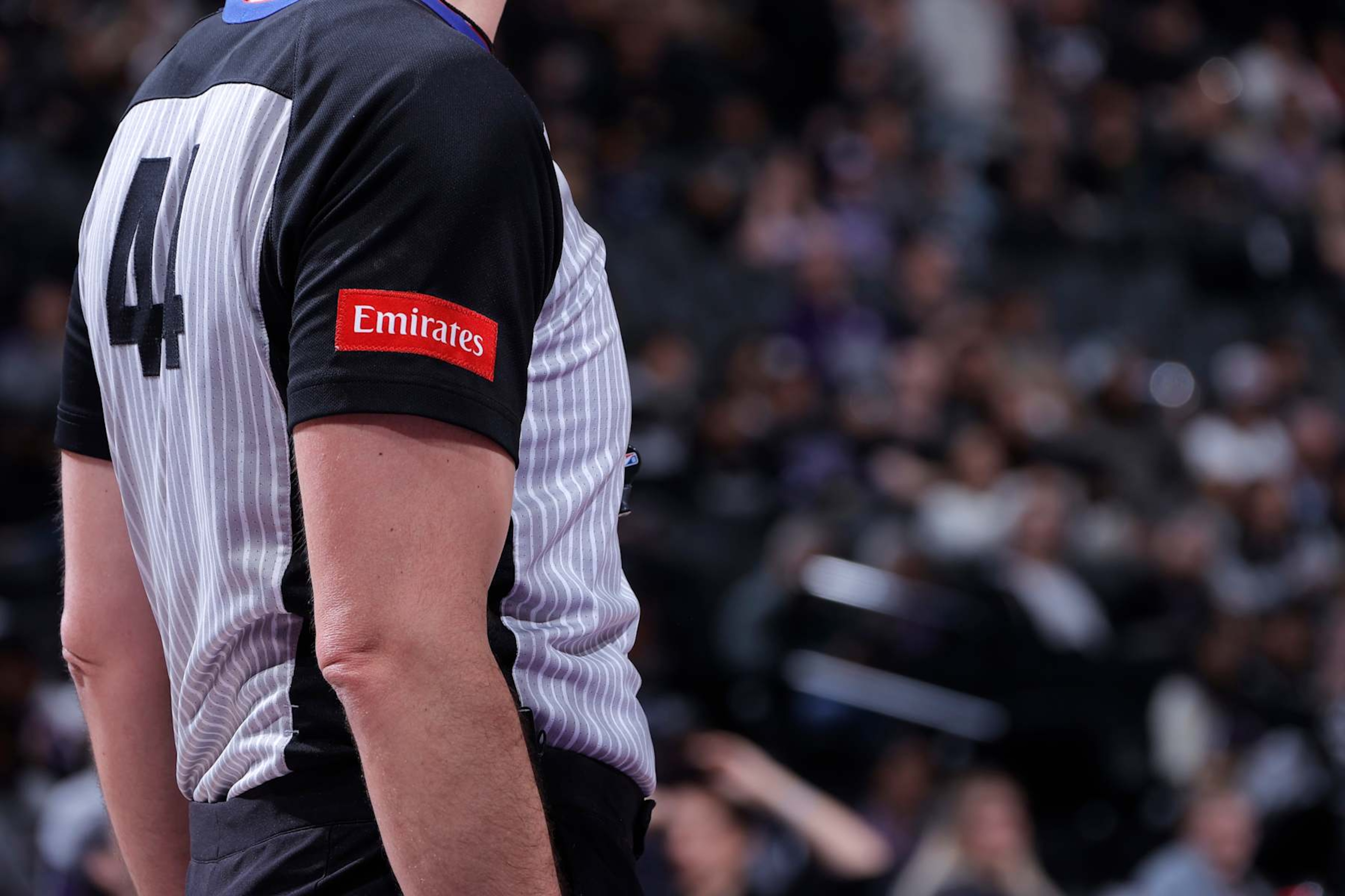 SACRAMENTO, CA - FEBRUARY 22: Referee Brett Nansel #44 looks on during the San Antonio Spurs game against the Sacramento Kings on February 22, 2024 at Golden 1 Center in Sacramento, California. NOTE TO USER: User expressly acknowledges and agrees that, by downloading and or using this Photograph, user is consenting to the terms and conditions of the Getty Images License Agreement. Mandatory Copyright Notice: Copyright 2023 NBAE (Photo by Rocky Widner/NBAE via Getty Images) SACRAMENTO, CA - FEBRUARY 22: Referee Brett Nansel #44 looks on during the San Antonio Spurs game against the Sacramento Kings on February 22, 2024 at Golden 1 Center in Sacramento, California. NOTE TO USER: User expressly acknowledges and agrees that, by downloading and or using this Photograph, user is consenting to the terms and conditions of the Getty Images License Agreement. Mandatory Copyright Notice: Copyright 2023 NBAE (Photo by Rocky Widner/NBAE via Getty Images)