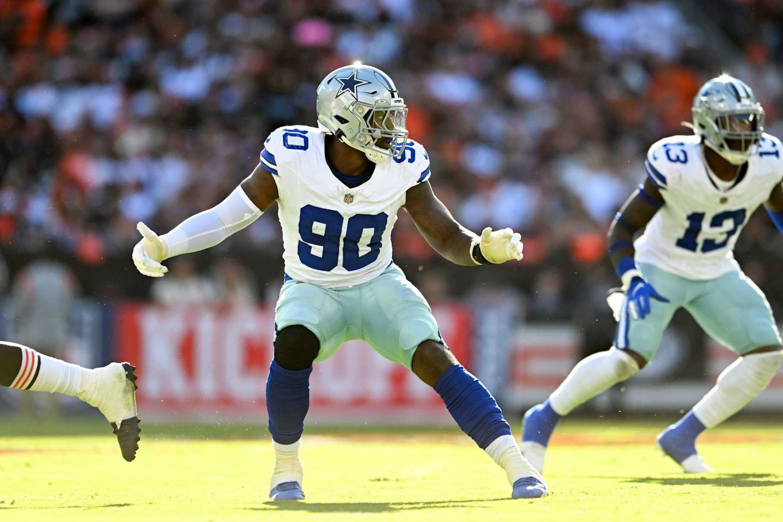 CLEVELAND, OHIO - SEPTEMBER 08: DeMarcus Lawrence #90 of the Dallas Cowboys in action during the second quarter against the Cleveland Browns at Huntington Bank Field on September 08, 2024 in Cleveland, Ohio. (Photo by Nick Cammett/Diamond Images via Getty Images)