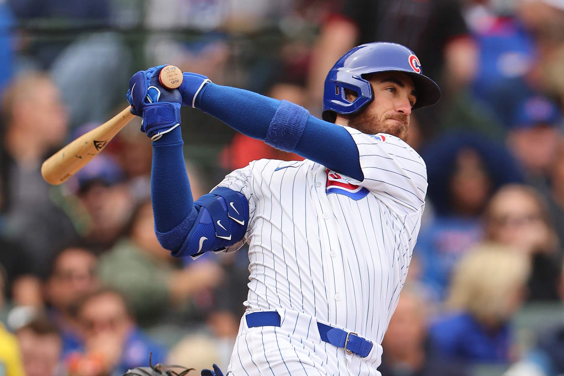 CHICAGO, ILLINOIS - SEPTEMBER 27: Cody Bellinger #24 of the Chicago Cubs at bat against the Cincinnati Reds at Wrigley Field on September 27, 2024 in Chicago, Illinois. (Photo by Michael Reaves/Getty Images)