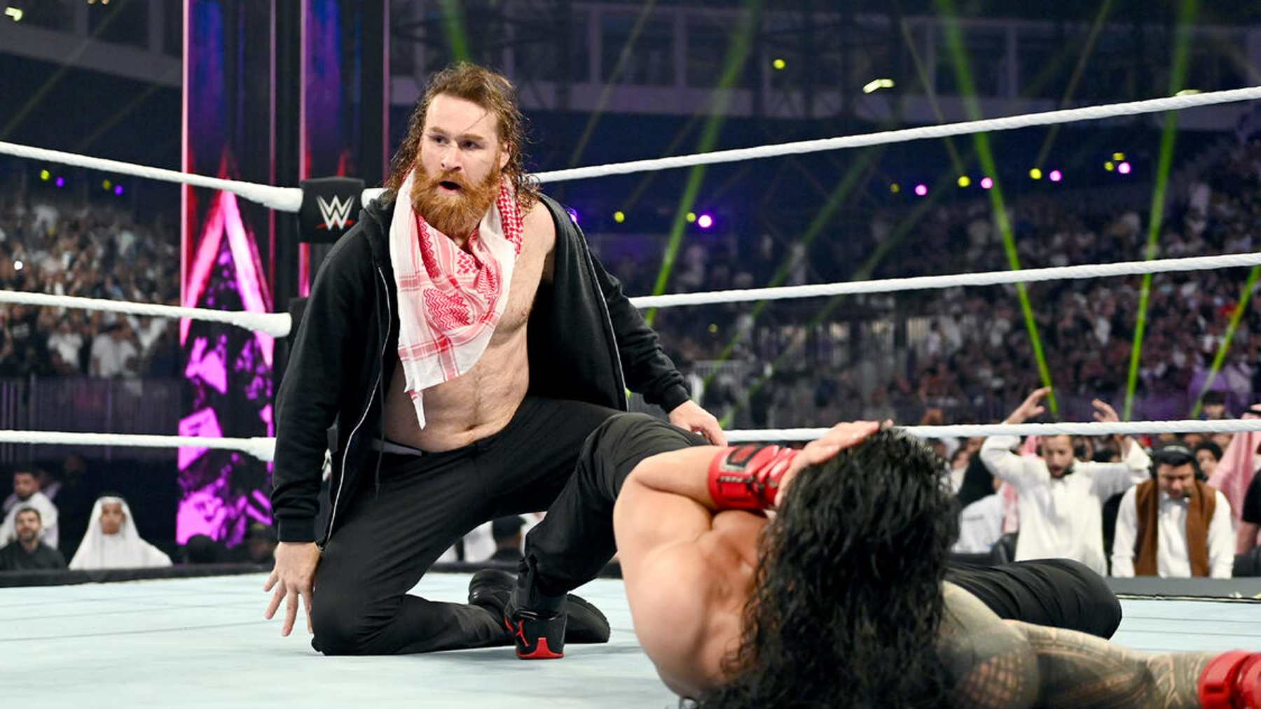 Sami Zayn came to the aid of The Usos and Roman Reigns but also accidentally knocked out The OTC.