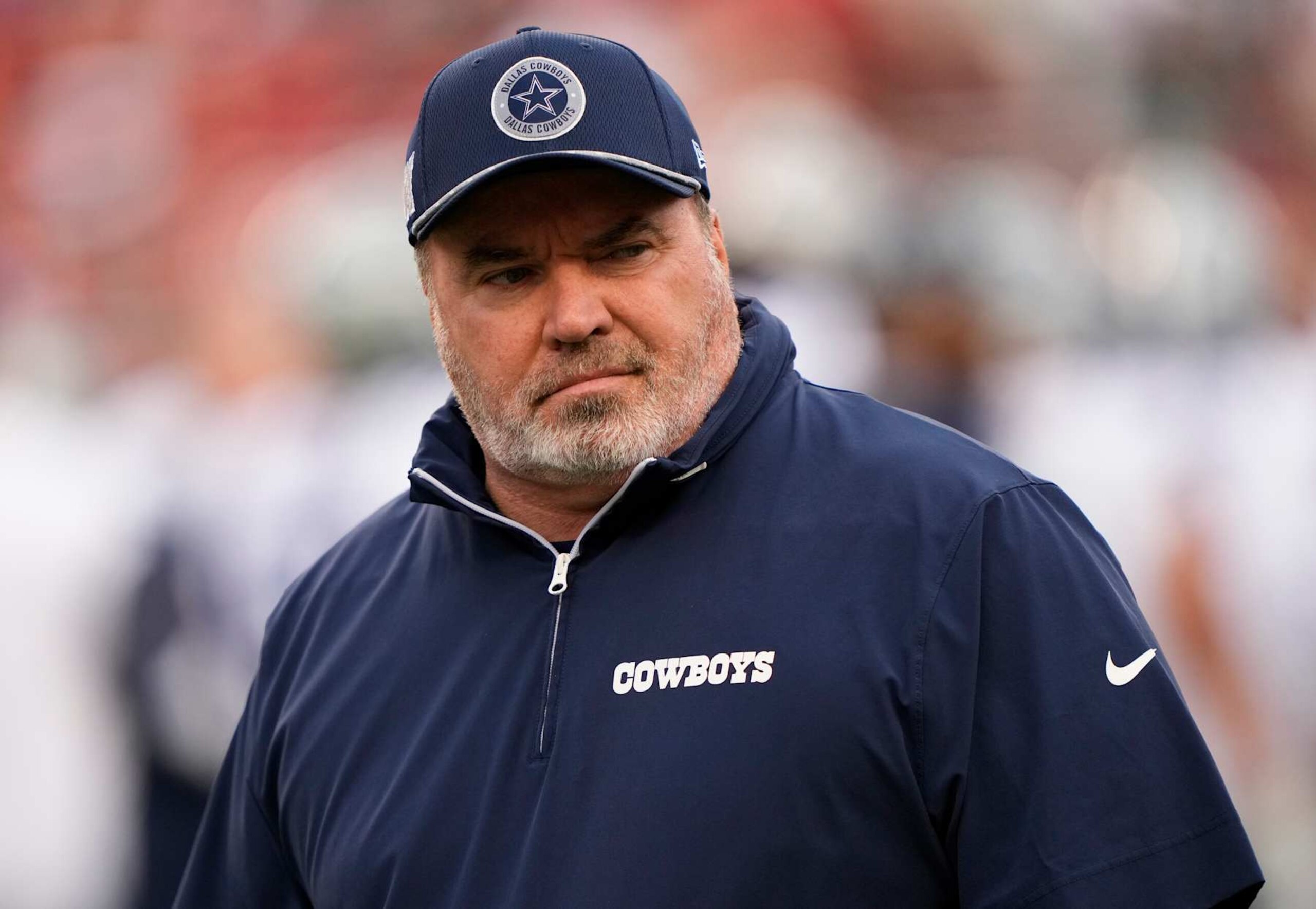 SANTA CLARA, CALIFORNIA - OCTOBER 27: Head coach Mike McCarthy of the Dallas Cowboys looks on prior to a game against the San Francisco 49ers at Levi's Stadium on October 27, 2024 in Santa Clara, California. (Photo by Thearon W. Henderson/Getty Images) SANTA CLARA, CALIFORNIA - OCTOBER 27: Head coach Mike McCarthy of the Dallas Cowboys looks on prior to a game against the San Francisco 49ers at Levi's Stadium on October 27, 2024 in Santa Clara, California. (Photo by Thearon W. Henderson/Getty Images)