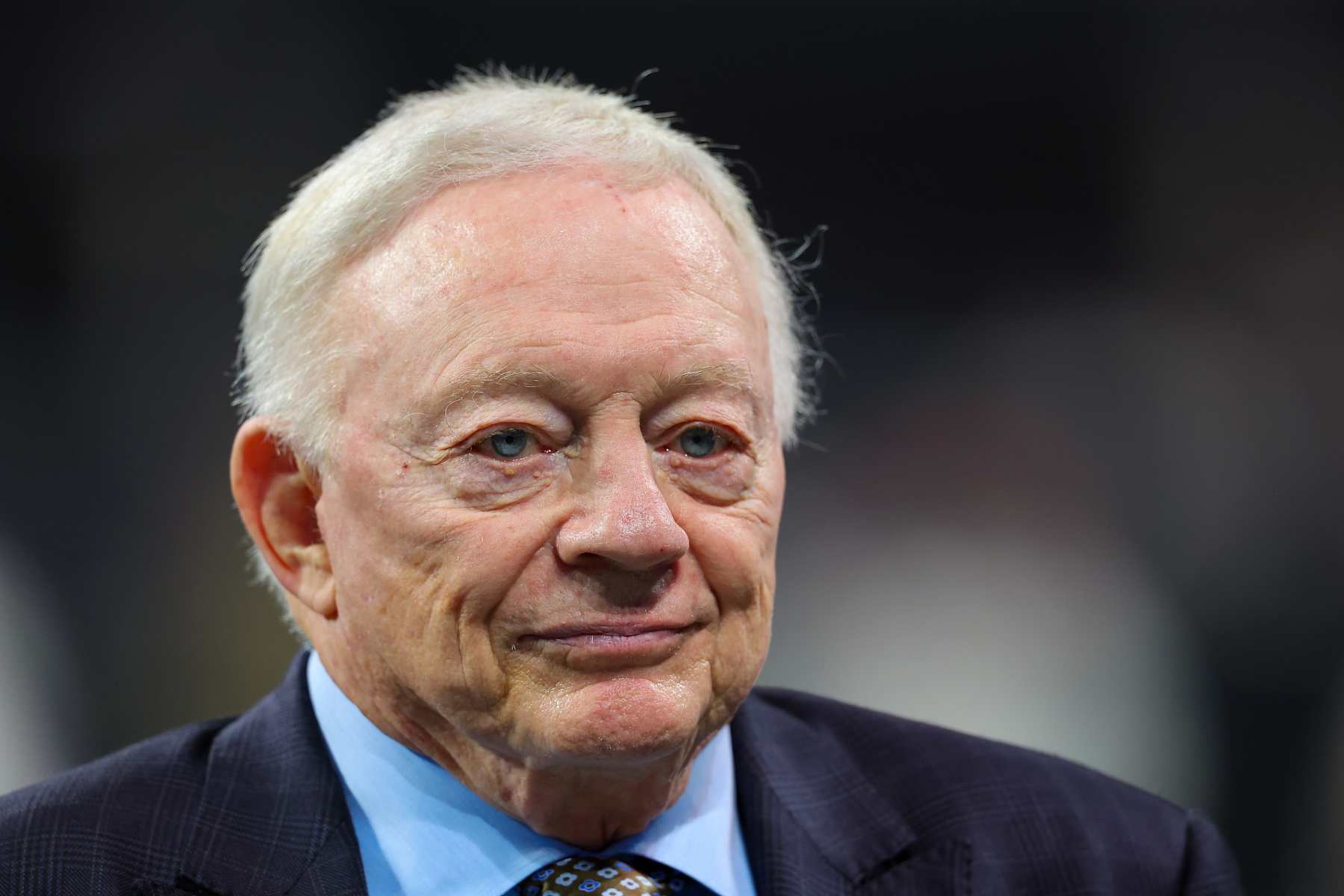 ATLANTA, GEORGIA - NOVEMBER 03: Jerry Jones, owner of the Dallas Cowboys, looks on prior to the game against the Atlanta Falcons at Mercedes-Benz Stadium on November 03, 2024 in Atlanta, Georgia. (Photo by Kevin C. Cox/Getty Images) ATLANTA, GEORGIA - NOVEMBER 03: Jerry Jones, owner of the Dallas Cowboys, looks on prior to the game against the Atlanta Falcons at Mercedes-Benz Stadium on November 03, 2024 in Atlanta, Georgia. (Photo by Kevin C. Cox/Getty Images)