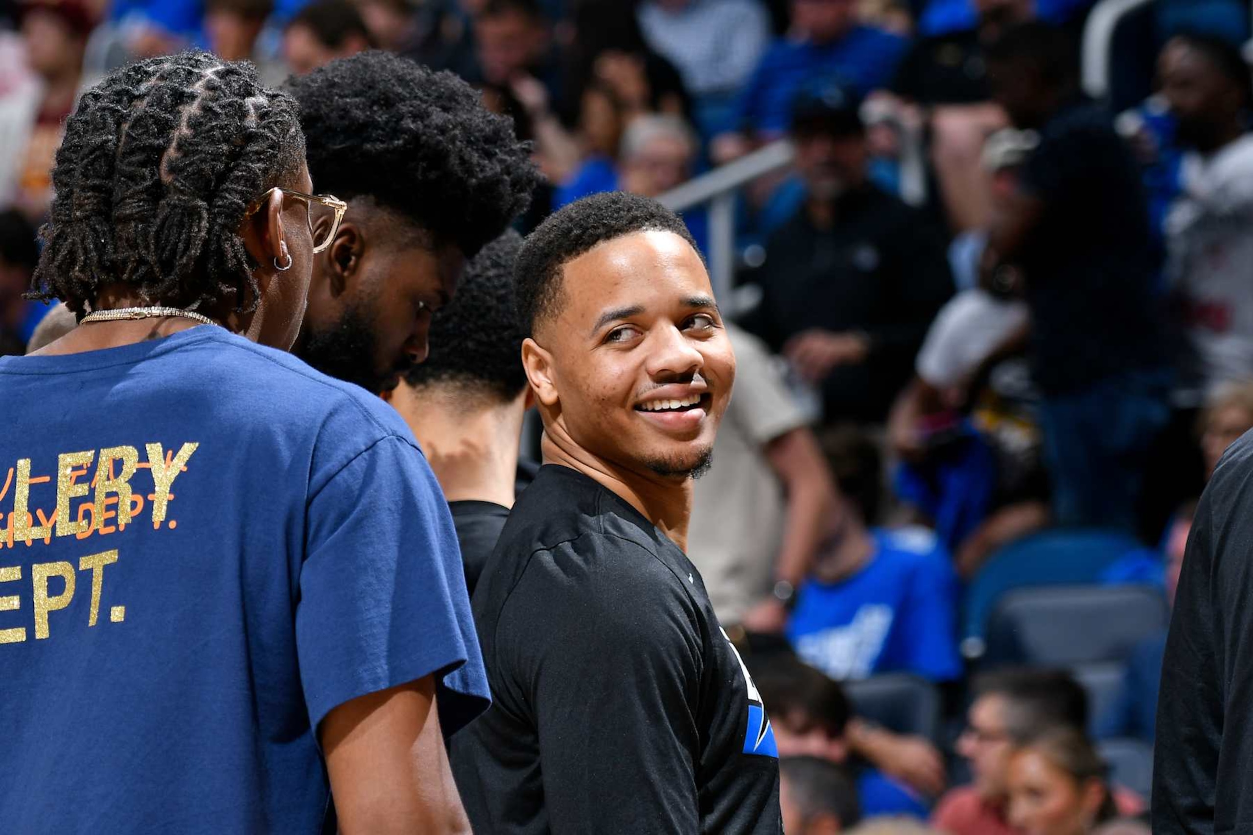 ORLANDO, FL - APRIL 27: Markelle Fultz #20 of the Orlando Magic looks on during the game against the Cleveland Cavaliers during Round 1 Game 4 of the 2024 NBA Playoffs on April 27, 2024 at the Kia Center in Orlando, Florida. NOTE TO USER: User expressly acknowledges and agrees that, by downloading and or using this photograph, User is consenting to the terms and conditions of the Getty Images License Agreement. Mandatory Copyright Notice: Copyright 2024 NBAE (Photo by Fernando Medina/NBAE via Getty Images)