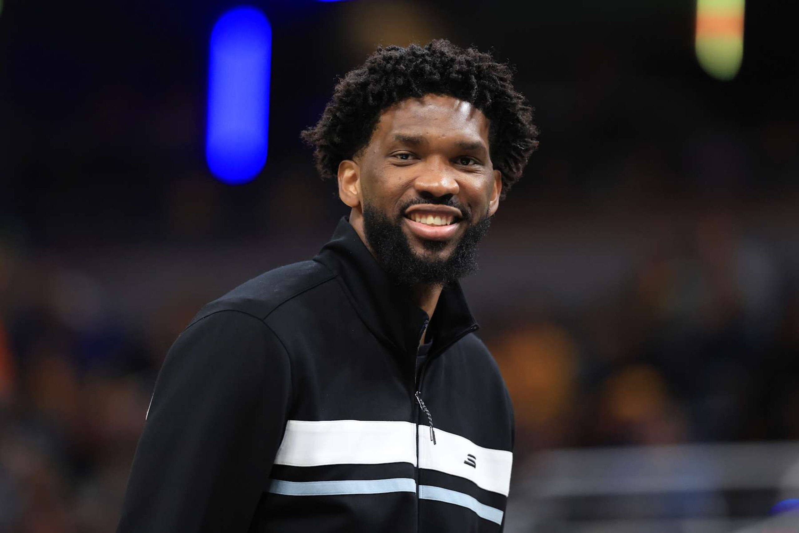 INDIANAPOLIS, INDIANA - OCTOBER 27: Joel Embiid #21 of the Philadelphia 76ers looks on in the game against the Indiana Pacers at Gainbridge Fieldhouse on October 27, 2024 in Indianapolis, Indiana. NOTE TO USER: User expressly acknowledges and agrees that, by downloading and or using this photograph, User is consenting to the terms and conditions of the Getty Images License Agreement. (Photo by Justin Casterline/Getty Images)