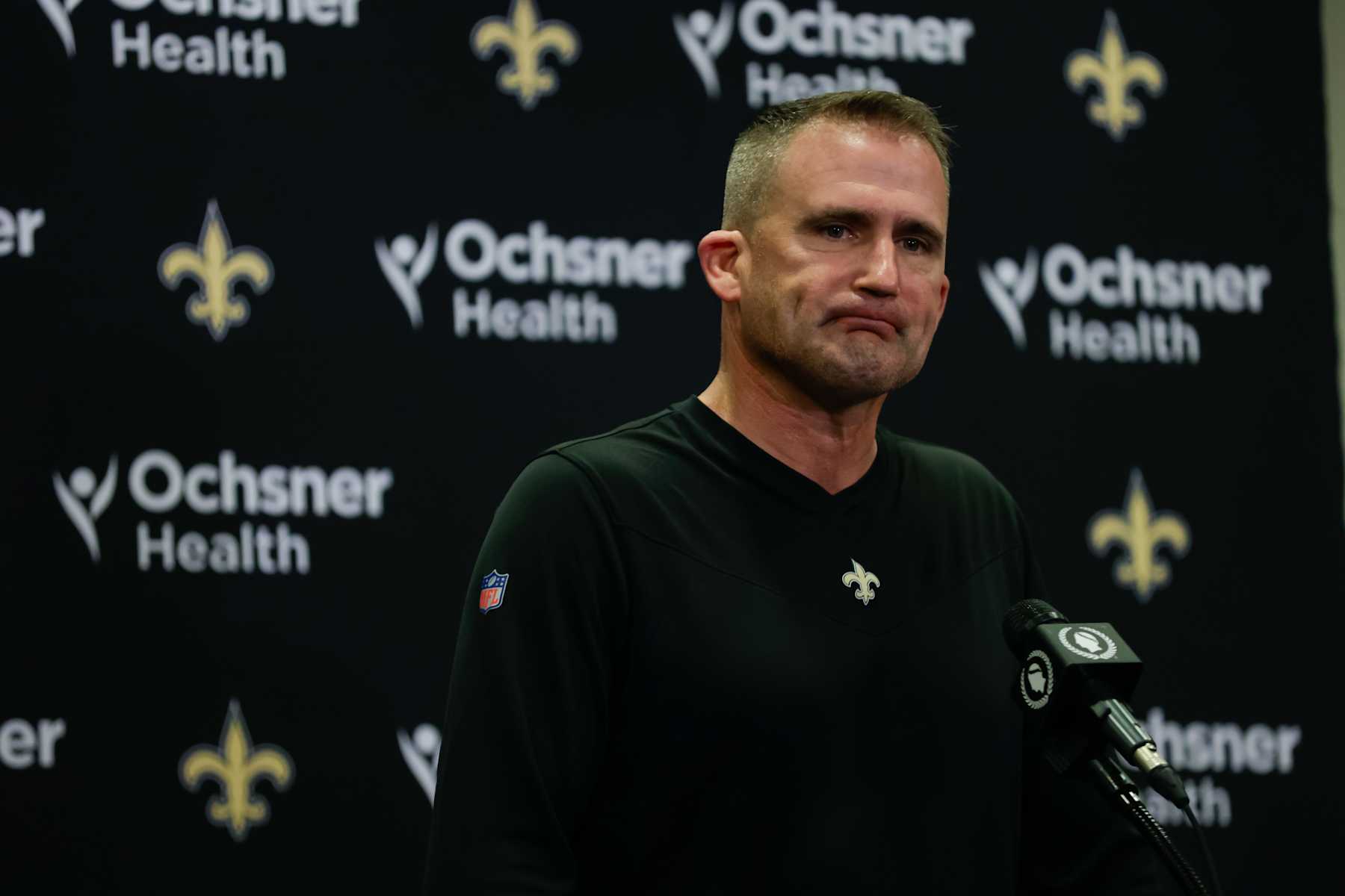 METAIRIE, LOUISIANA - NOVEMBER 4: Interim head coach Darren Rizzi of the New Orleans Saints attends a news conference at the Ochsner Sports Performance Center on November 4, 2024 in Metairie, Louisiana. The Saints announced Rizzi as interim head coach after firing head coach Dennis Allen on Monday. (Photo by Derick E. Hingle/Getty Images)