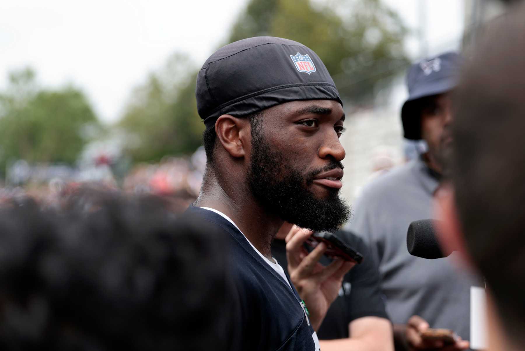 FOXBOROUGH, MA - JULY 27: New England Patriots linebacker Josh Uche (55) during New England Patriots Training Camp on July 27, 2023, at the Patriots Training Facility at Gillette Stadium in Foxborough, Massachusetts. (Photo by Fred Kfoury III/Icon Sportswire via Getty Images)