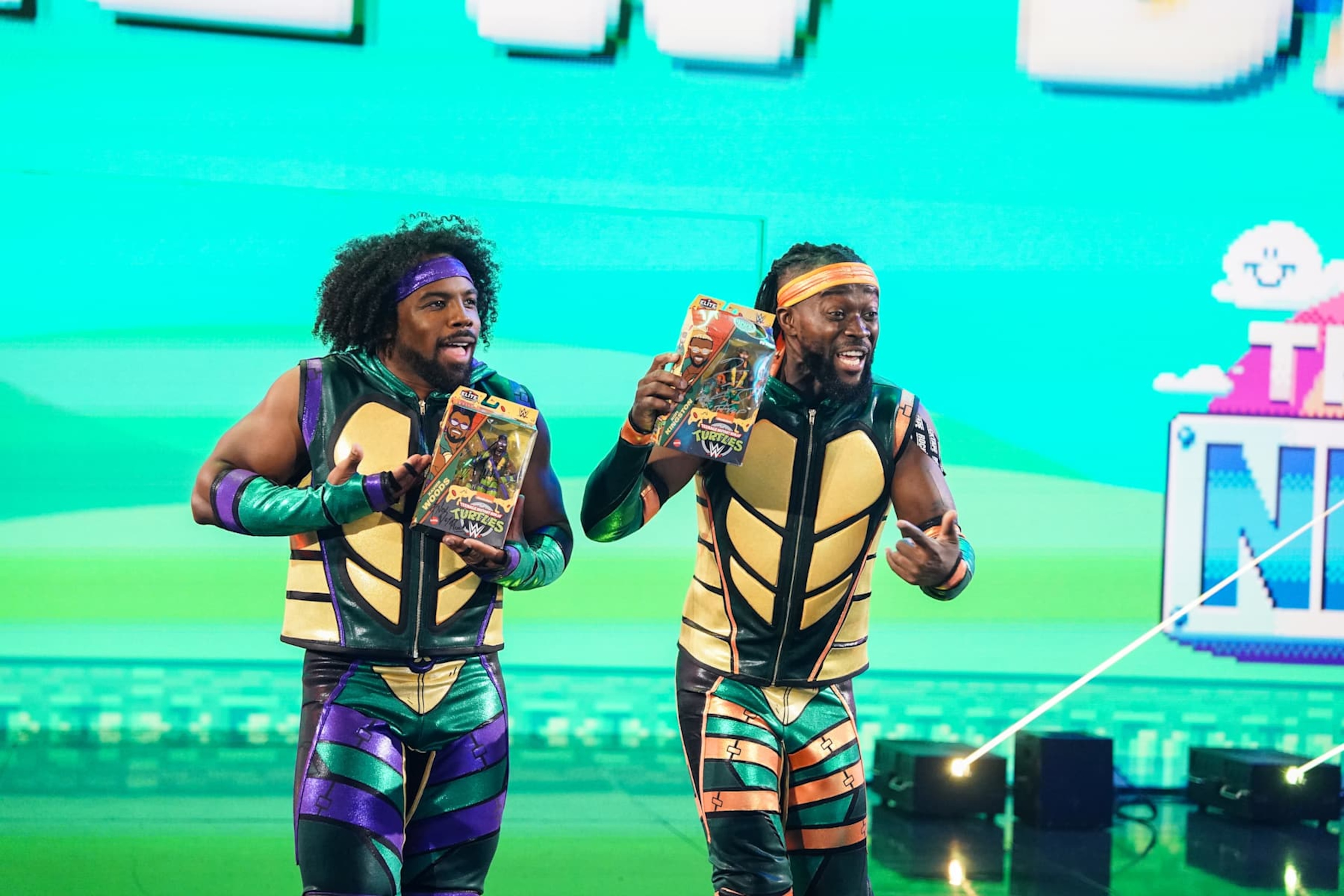BALTIMORE, MARYLAND - AUGUST 5: Xavier Woods and Kofi Kingston of The New Day make their way to the ring during Monday Night RAW at CFG Bank Arena on August 5, 2024 in Baltimore, Maryland. (Photo by WWE/Getty Images) BALTIMORE, MARYLAND - AUGUST 5: Xavier Woods and Kofi Kingston of The New Day make their way to the ring during Monday Night RAW at CFG Bank Arena on August 5, 2024 in Baltimore, Maryland. (Photo by WWE/Getty Images)