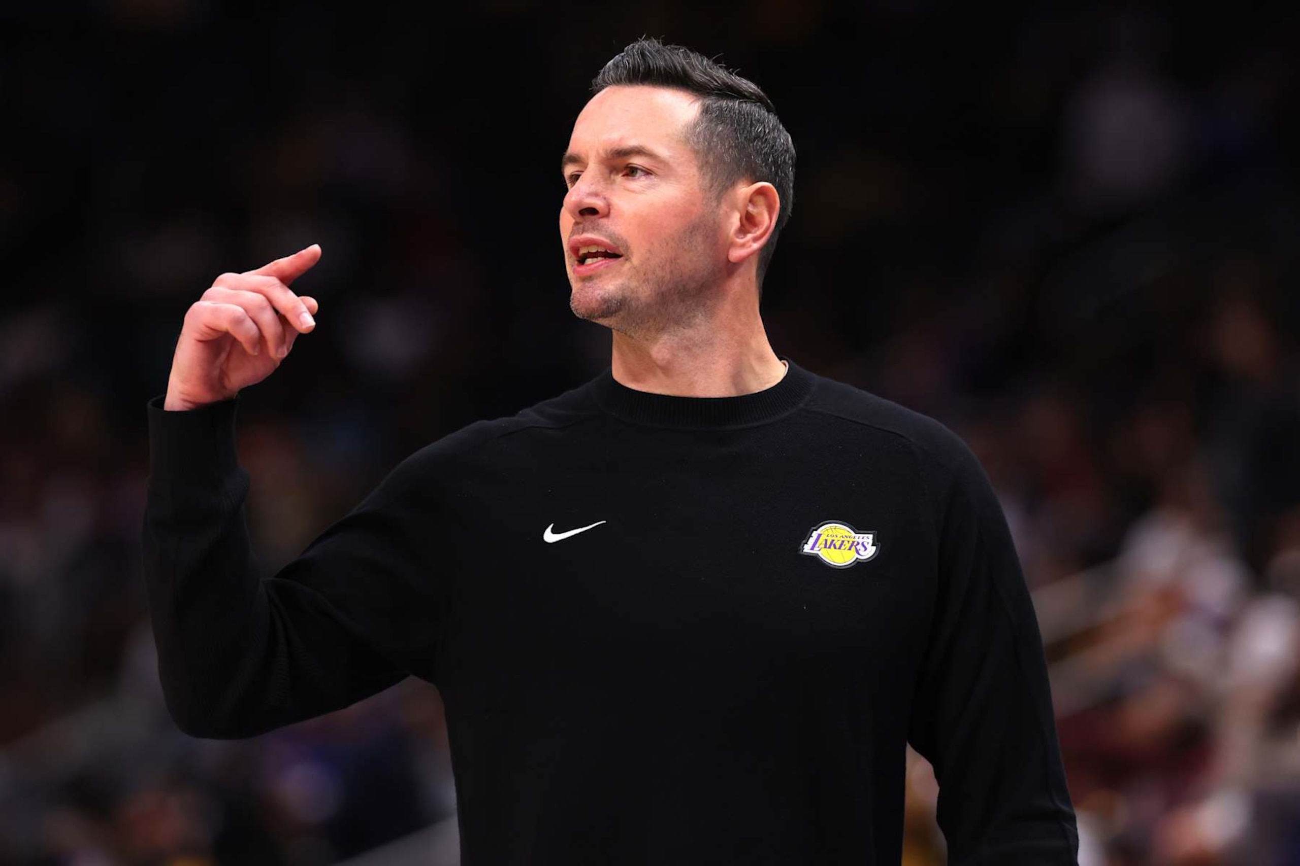 DETROIT, MICHIGAN - NOVEMBER 04: Head coach JJ Redick of the Los Angeles Lakers looks on during the first quarter against the Detroit Pistons at Little Caesars Arena on November 04, 2024 in Detroit, Michigan. NOTE TO USER: User expressly acknowledges and agrees that, by downloading and/or using this photograph, user is consenting to the terms and conditions of the Getty Images License Agreement. (Photo by Gregory Shamus/Getty Images) DETROIT, MICHIGAN - NOVEMBER 04: Head coach JJ Redick of the Los Angeles Lakers looks on during the first quarter against the Detroit Pistons at Little Caesars Arena on November 04, 2024 in Detroit, Michigan. NOTE TO USER: User expressly acknowledges and agrees that, by downloading and/or using this photograph, user is consenting to the terms and conditions of the Getty Images License Agreement. (Photo by Gregory Shamus/Getty Images)