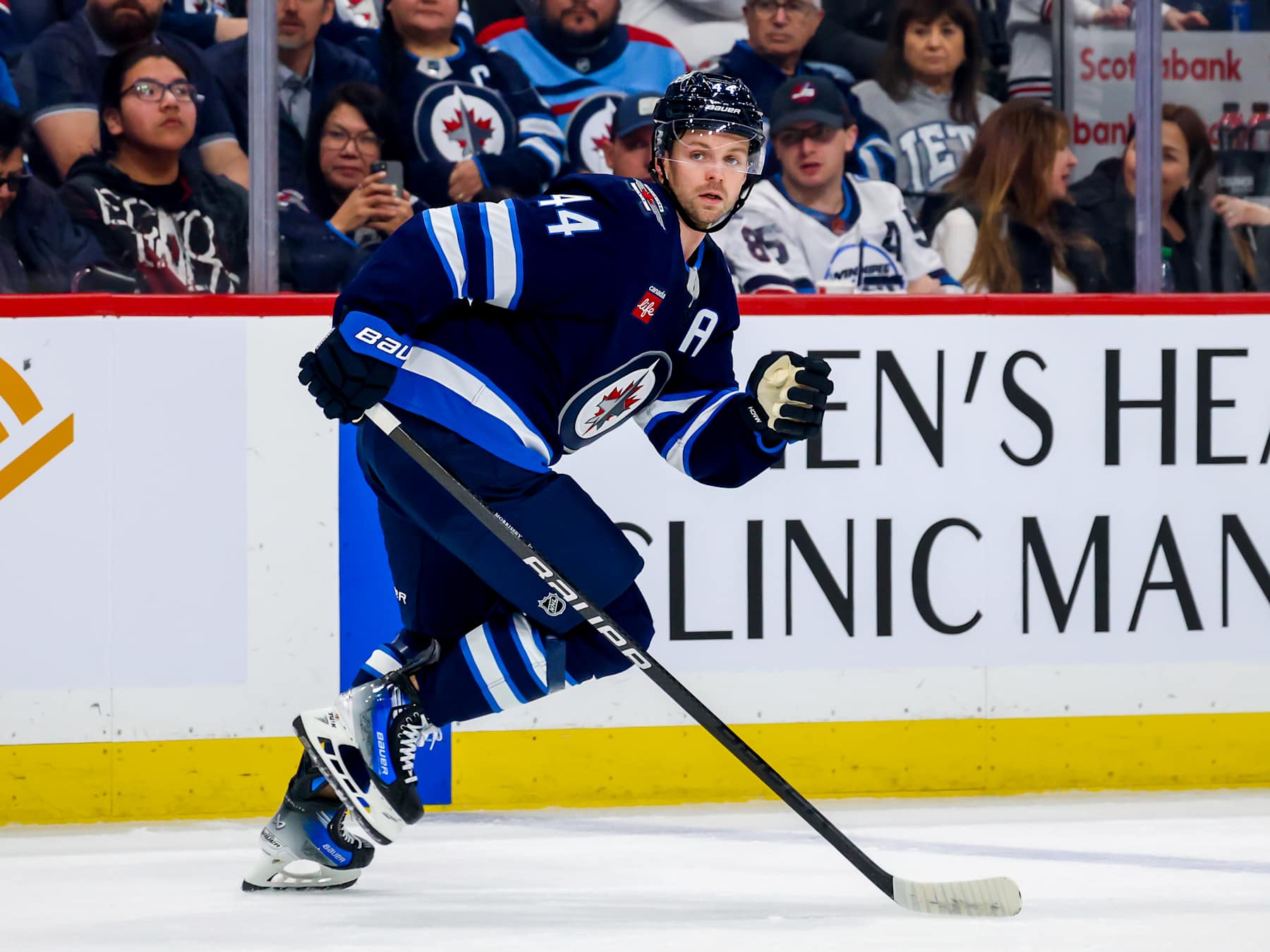 WINNIPEG, CANADA - NOVEMBER 03: Josh Morrissey #44 of the Winnipeg Jets skates during second period action against the Tampa Bay Lightning at Canada Life Centre on November 03, 2024 in Winnipeg, Manitoba, Canada. (Photo by Jonathan Kozub/NHLI via Getty Images) WINNIPEG, CANADA - NOVEMBER 03: Josh Morrissey #44 of the Winnipeg Jets skates during second period action against the Tampa Bay Lightning at Canada Life Centre on November 03, 2024 in Winnipeg, Manitoba, Canada. (Photo by Jonathan Kozub/NHLI via Getty Images)