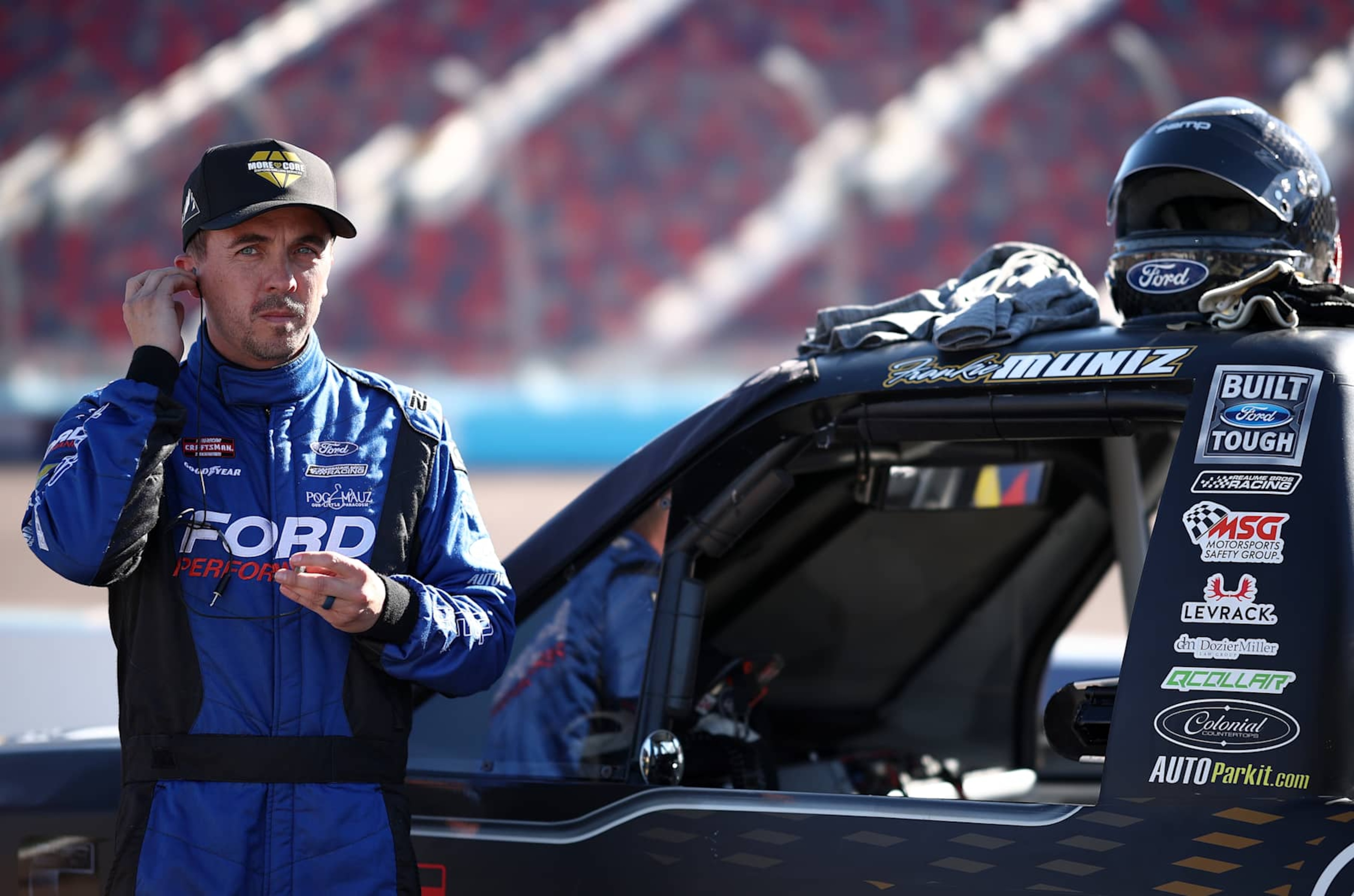 AVONDALE, ARIZONA - NOVEMBER 08: Frankie Muniz, driver of the #27 More Core Diamond Drilling Ford, looks on during qualifying for the NASCAR Craftsman Truck Series Championship Race at Phoenix Raceway on November 08, 2024 in Avondale, Arizona. (Photo by Jared C. Tilton/Getty Images)