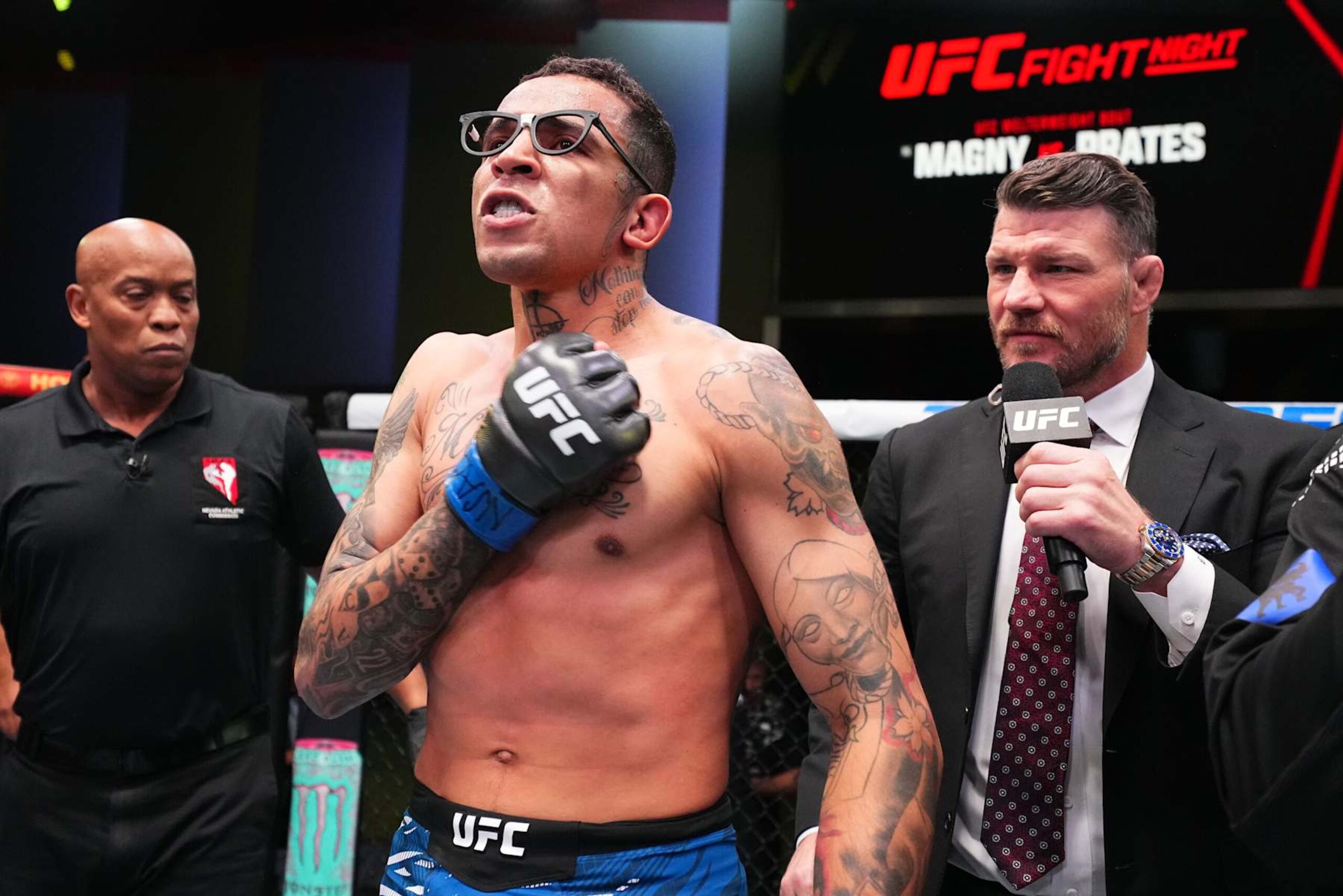 Carlos Prates reacts after a knockout victory against Neil Magny 
