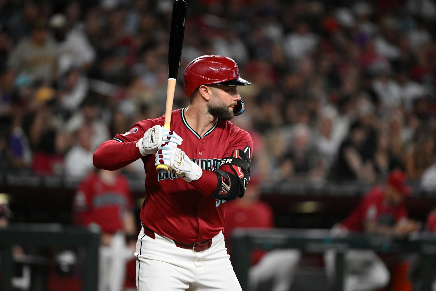 PHOENIX, ARIZONA - SEPTEMBER 28: Christian Walker #53 of the Arizona Diamondbacks gets ready in the batters box against the San Diego Padres at Chase Field on September 28, 2024 in Phoenix, Arizona. (Photo by Norm Hall/Getty Images)