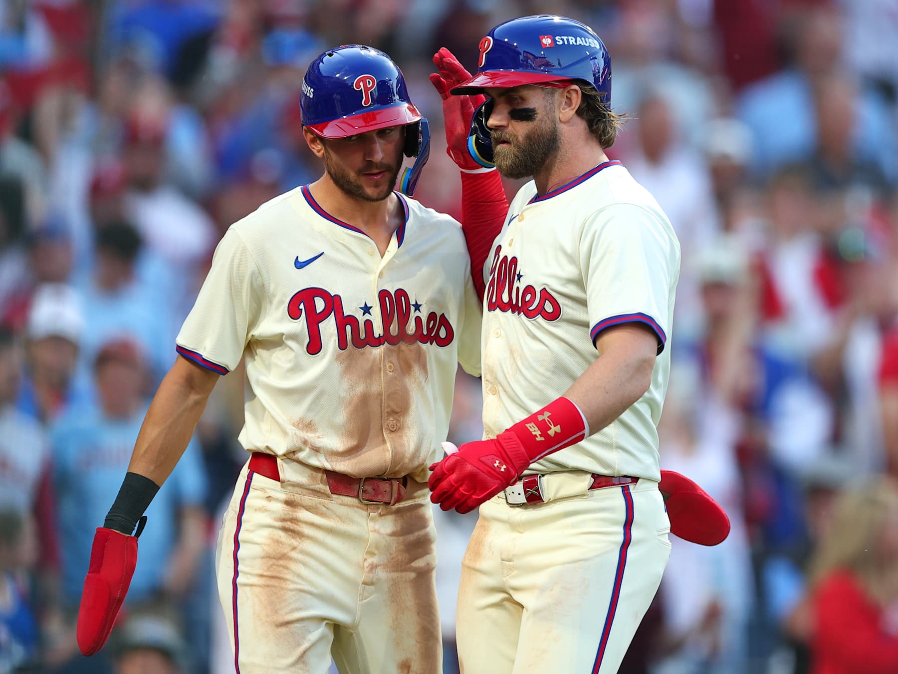 Trea Turner (L) and Bryce Harper (R)
