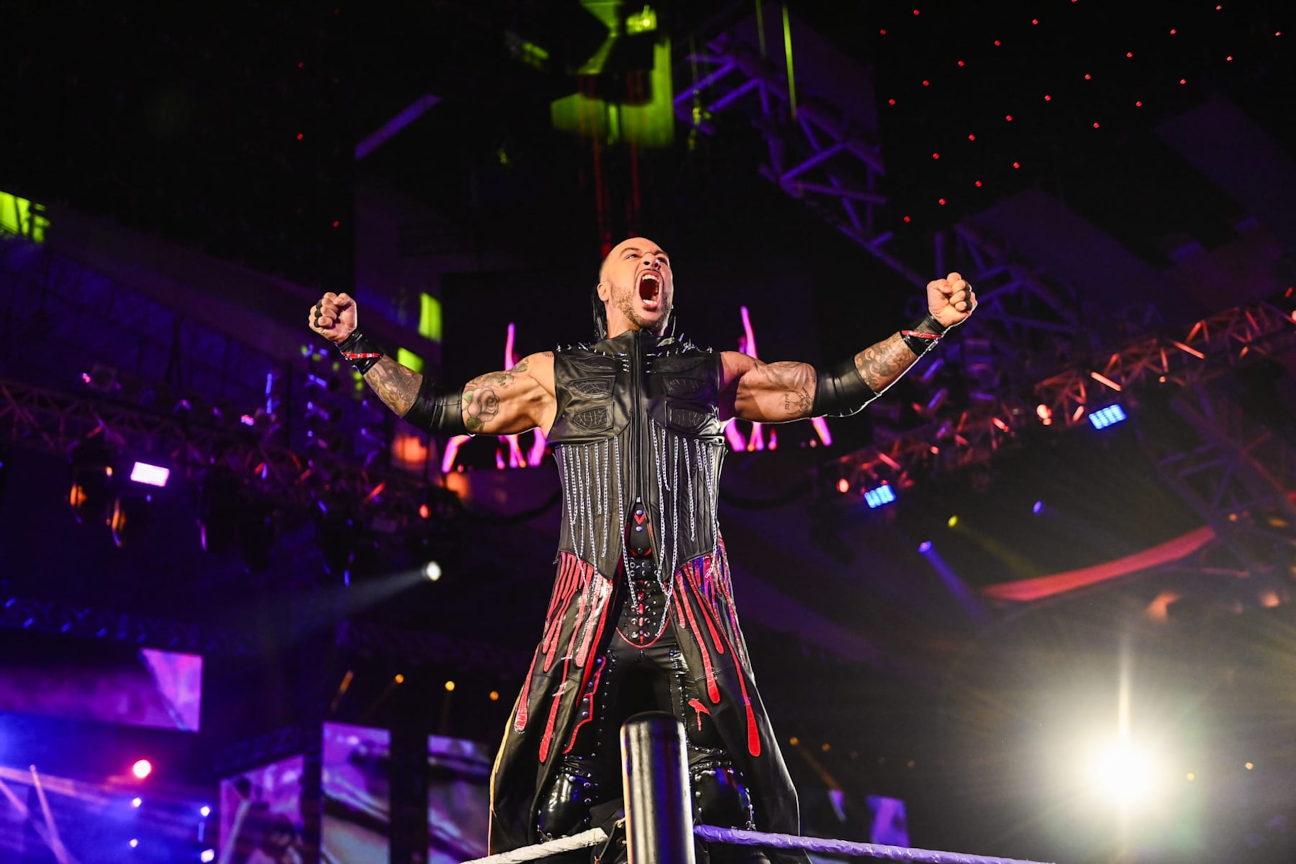RIYADH, SAUDI ARABIA - NOVEMBER 4: Damien Priest enters the ring during Monday Night RAW at Mohammed Abdo Arena on November 4, 2024 in Riyadh, Saudi Arabia. (Photo by WWE/Getty Images) RIYADH, SAUDI ARABIA - NOVEMBER 4: Damien Priest enters the ring during Monday Night RAW at Mohammed Abdo Arena on November 4, 2024 in Riyadh, Saudi Arabia. (Photo by WWE/Getty Images)