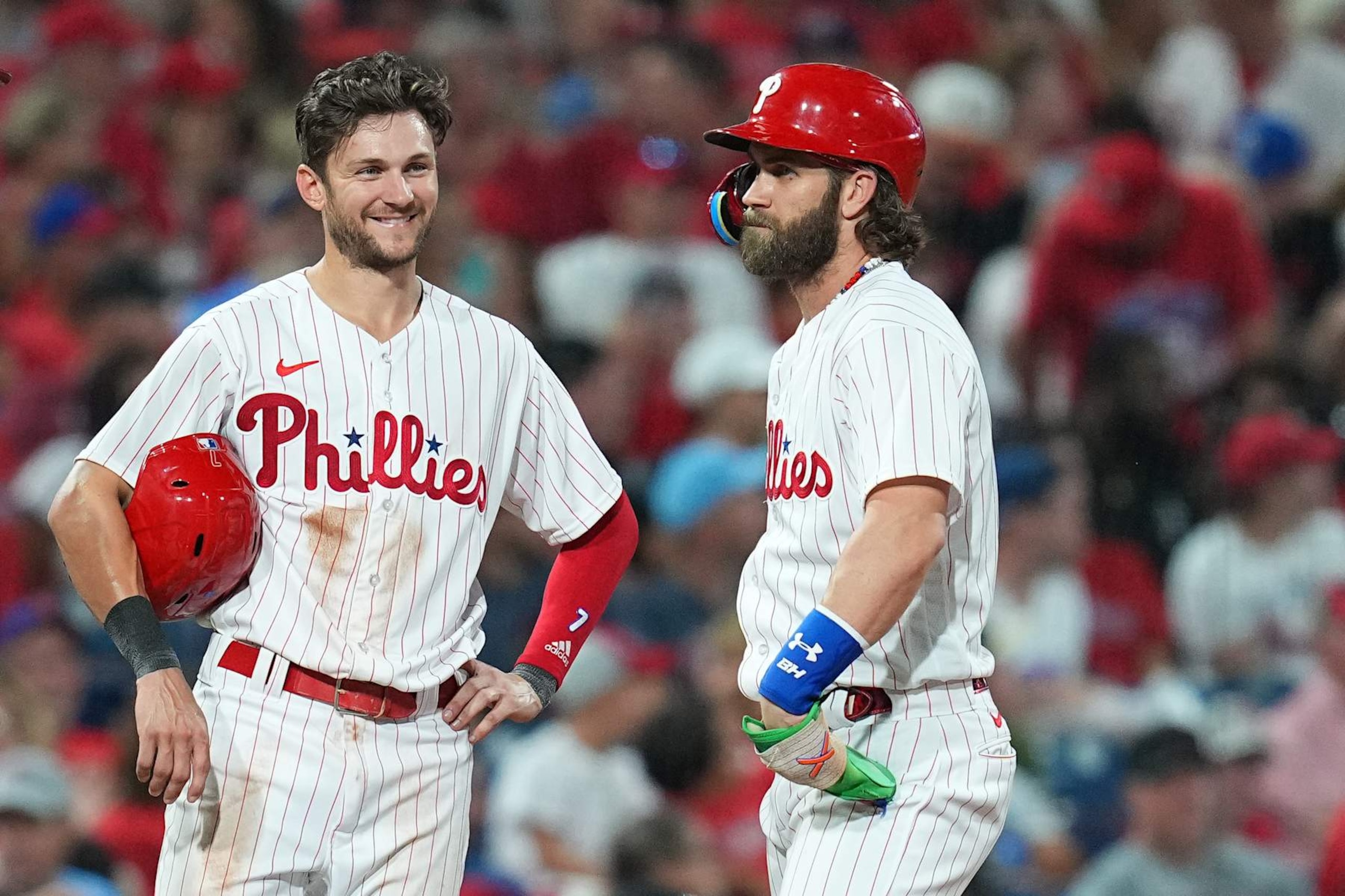 Trea Turner (L) and Bryce Harper (R)