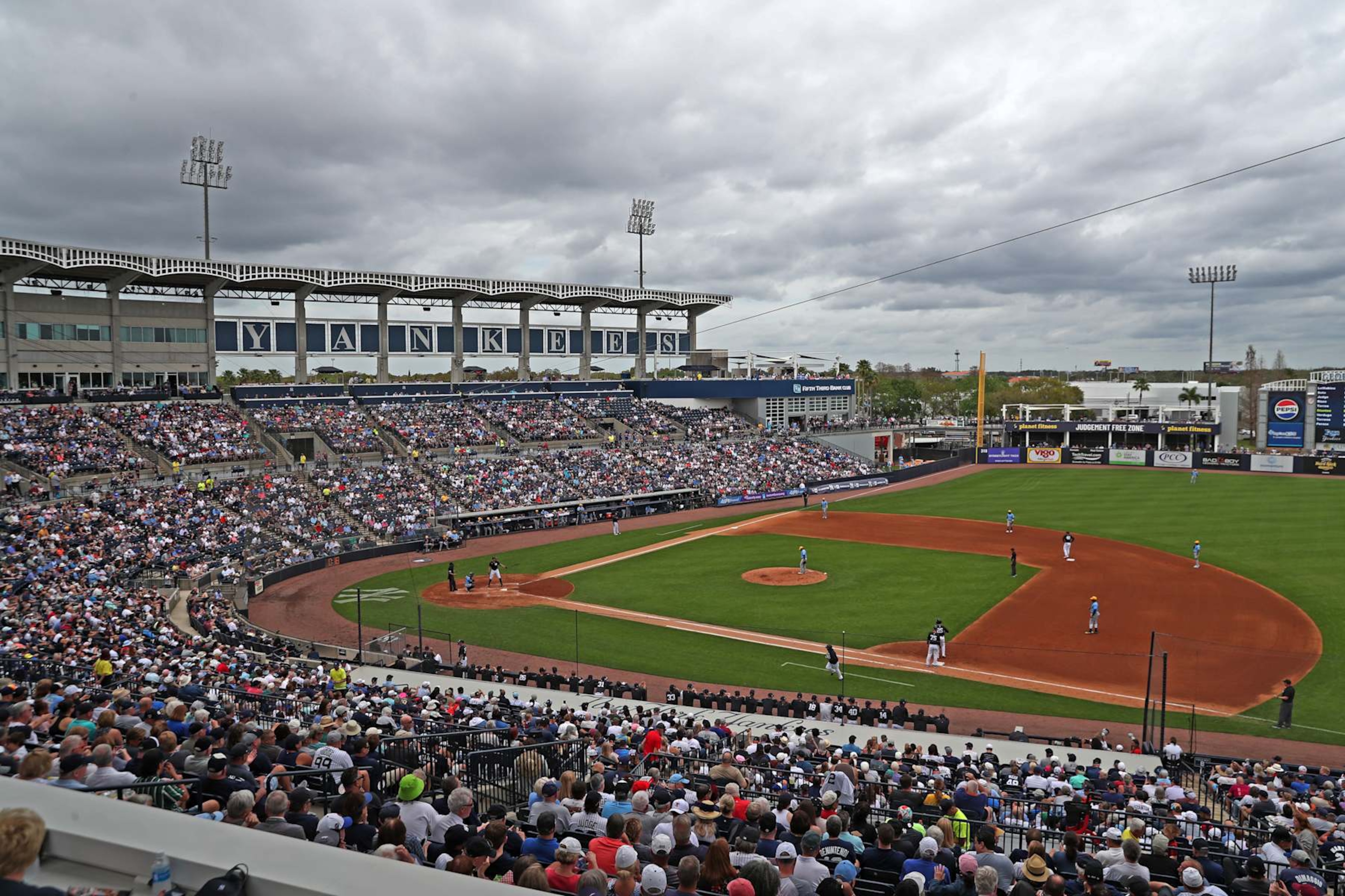 TAMPA, FL - MARCH 06: A wide angle general view of the New York Yankees playing against the Tampa Bay Rays during Spring Training on March 6, 2024, at George M. Steinbrenner Field in Tampa, Florida. (Photo by Brian Spurlock/Icon Sportswire via Getty Images)