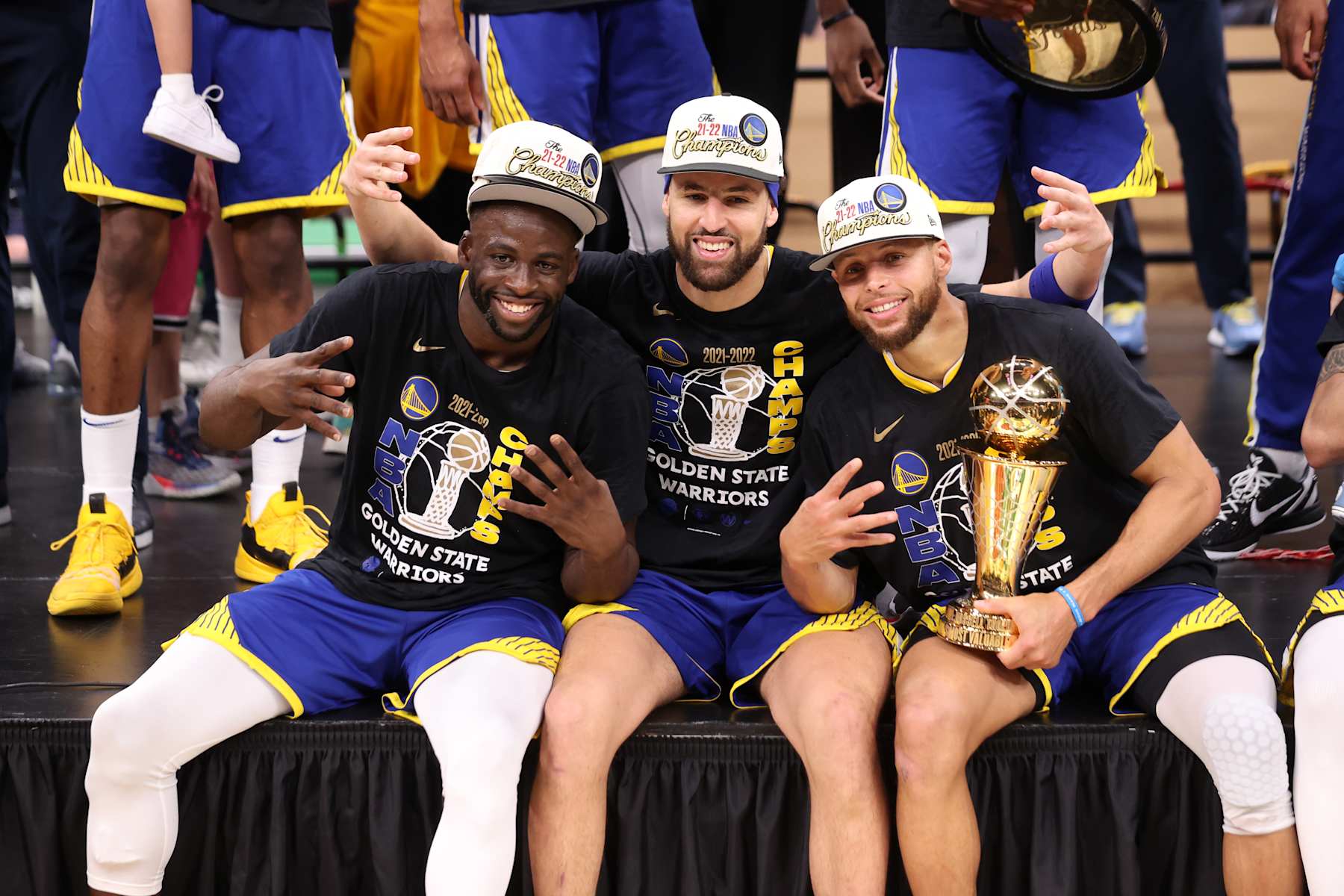 Draymond Green, Klay Thompson and Stephen Curry
