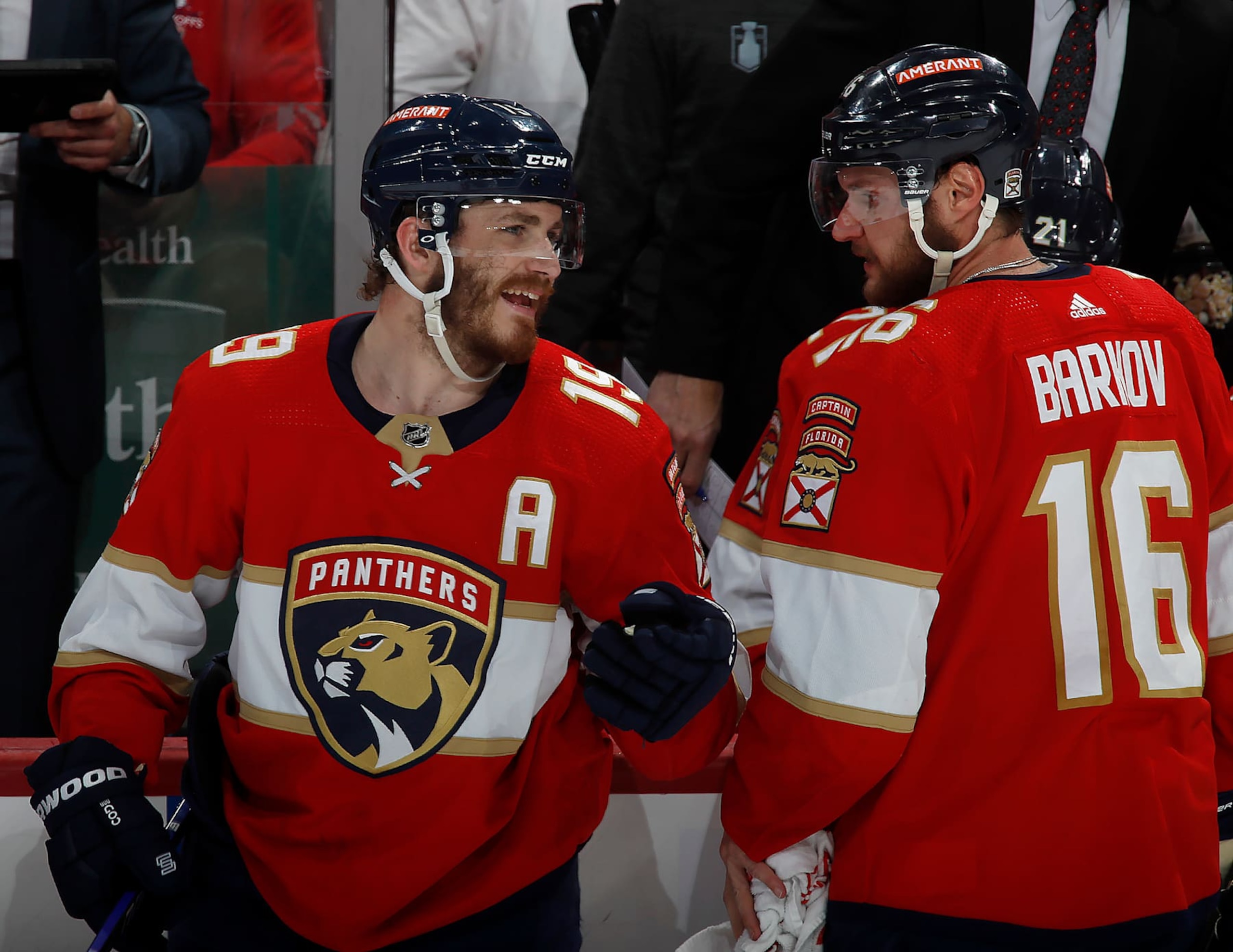 Florida Panthers forwards Matthew Tkachuk (left) and Aleksander Barkov. Florida Panthers forwards Matthew Tkachuk (left) and Aleksander Barkov.