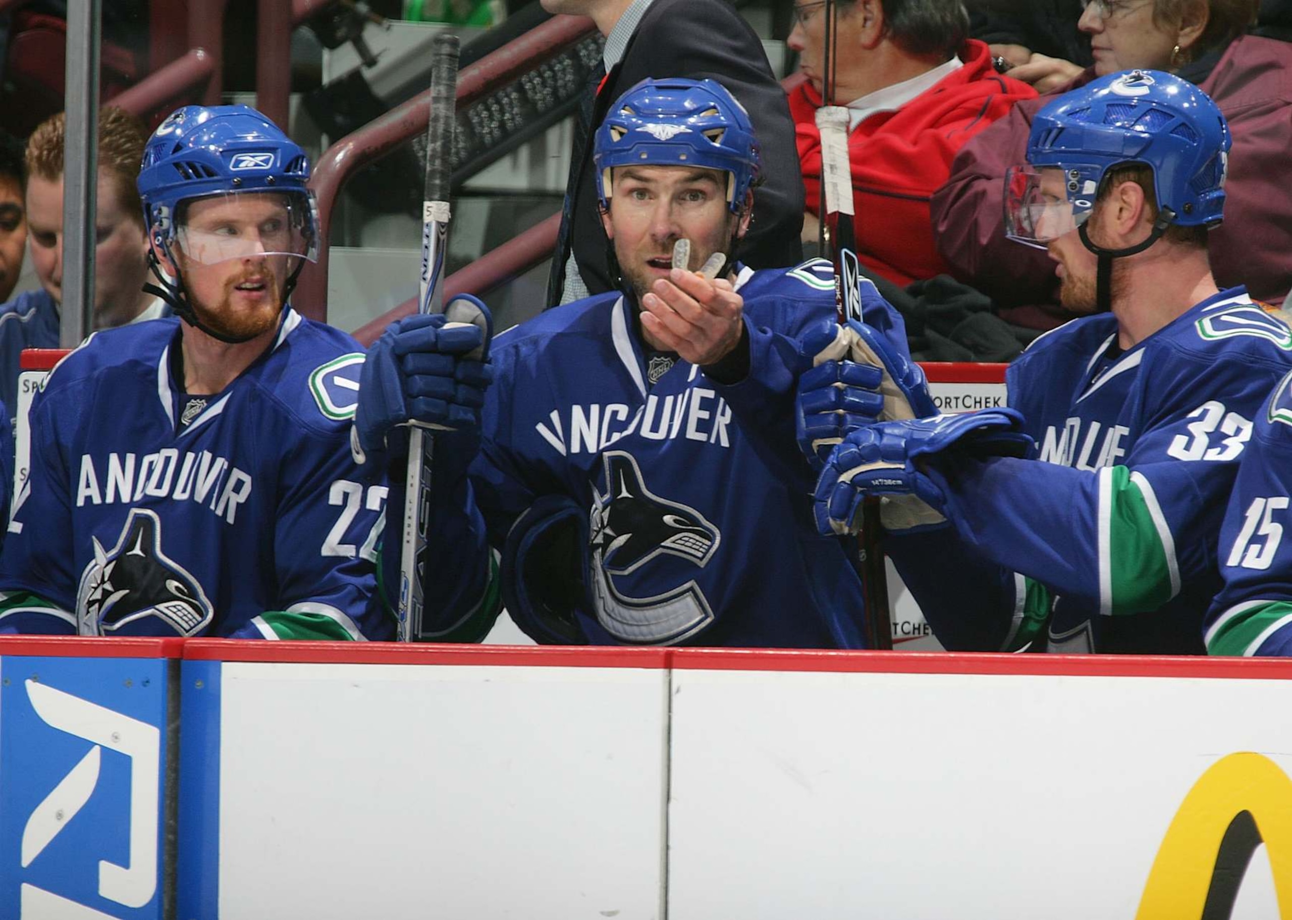 Former Vancouver Canucks forwards Daniel Sedin, Trevor Linden and Henrik Sedin. Former Vancouver Canucks forwards Daniel Sedin, Trevor Linden and Henrik Sedin.