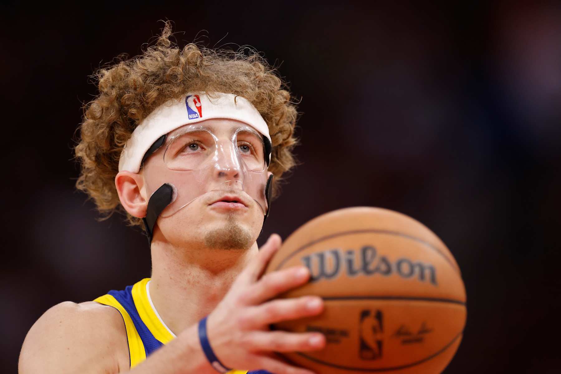 HOUSTON, TEXAS - NOVEMBER 02: Brandin Podziemski #2 of the Golden State Warriors shoots a free throw in the second half against the Houston Rockets at Toyota Center on November 02, 2024 in Houston, Texas.  NOTE TO USER: User expressly acknowledges and agrees that, by downloading and or using this photograph, User is consenting to the terms and conditions of the Getty Images License Agreement.  (Photo by Tim Warner/Getty Images)