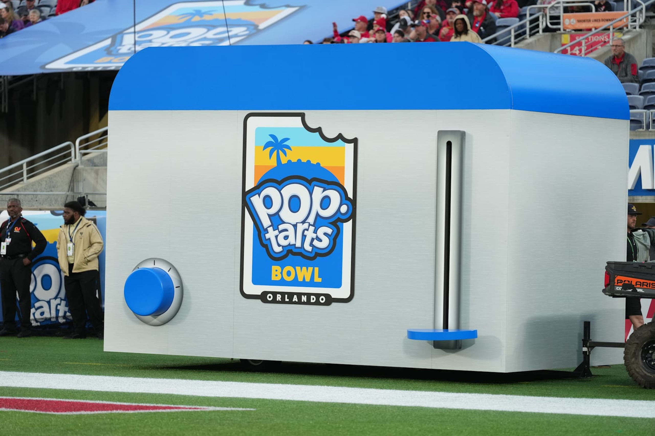 ORLANDO, FL - DECEMBER 28: The Pop-Tarts toaster is displayed on the field before the Pop-Tarts Bowl between the North Carolina State Wolfpack and the Kansas State Wildcats on Thursday, December 28, 2023 at Camping World Stadium, Orlando, Fla. (Photo by Peter Joneleit/Icon Sportswire via Getty Images)